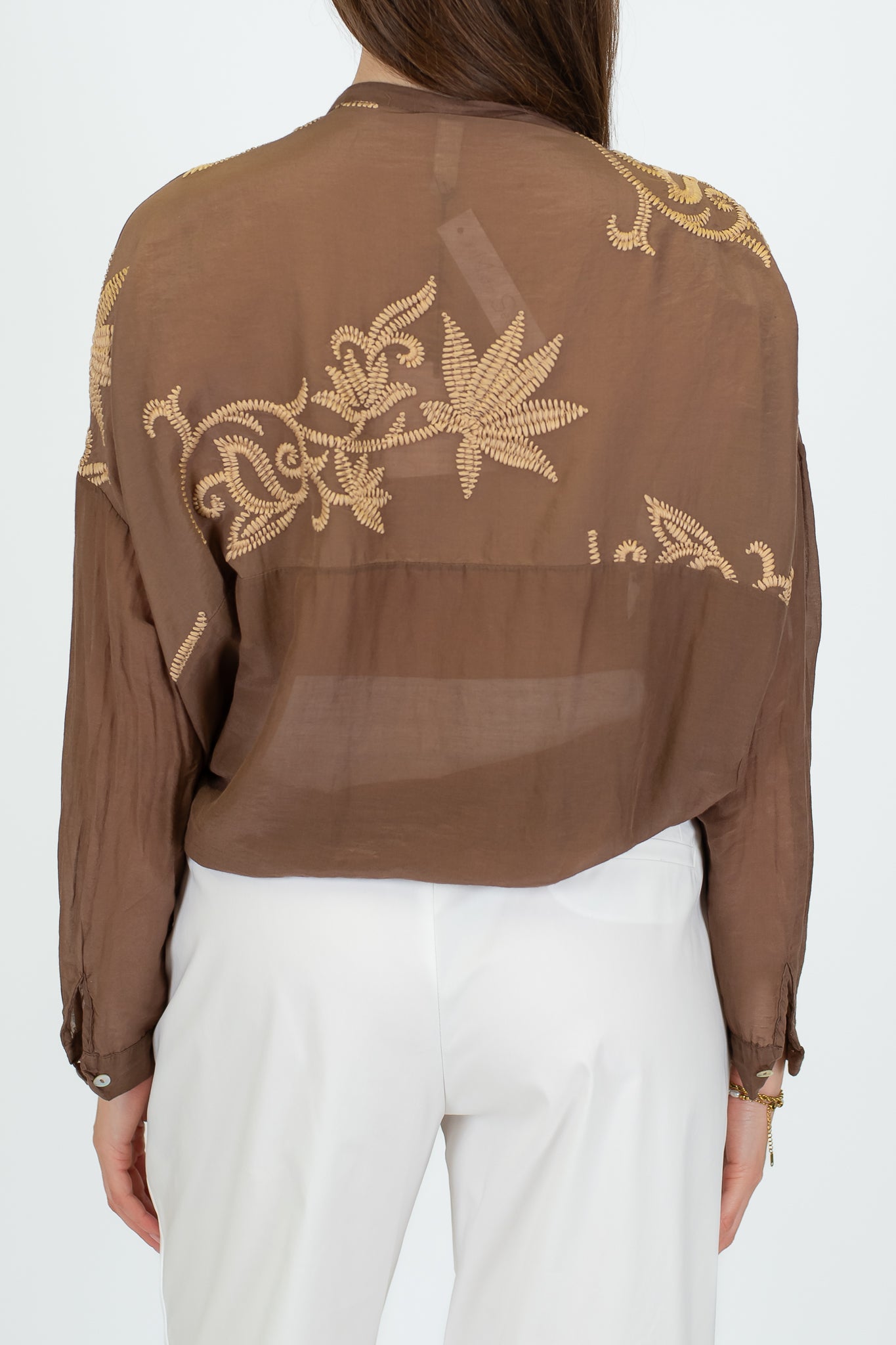 Tensione in - Camicia in misto seta con ricami