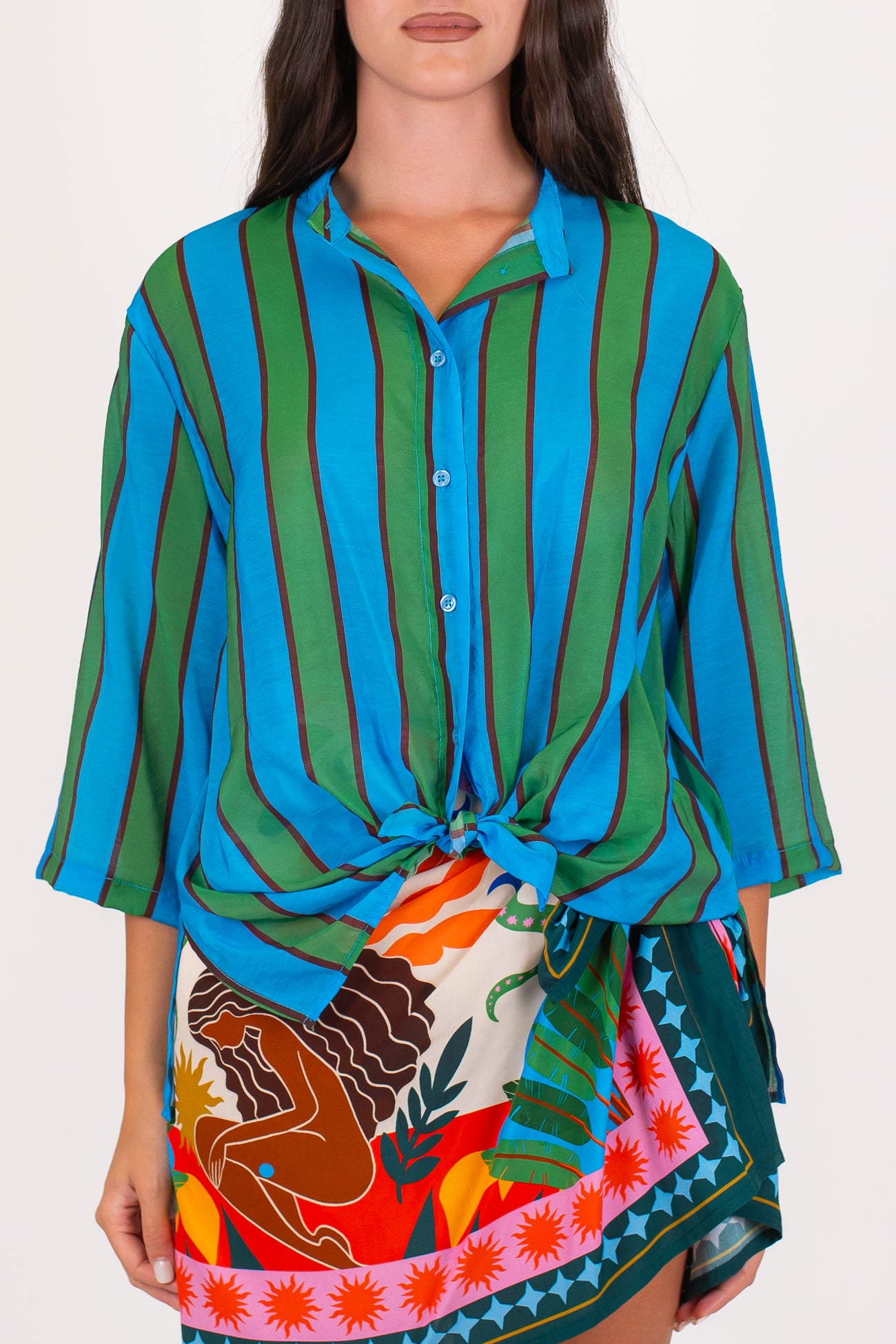 Dixie - Camicia rigata in viscosa leggera