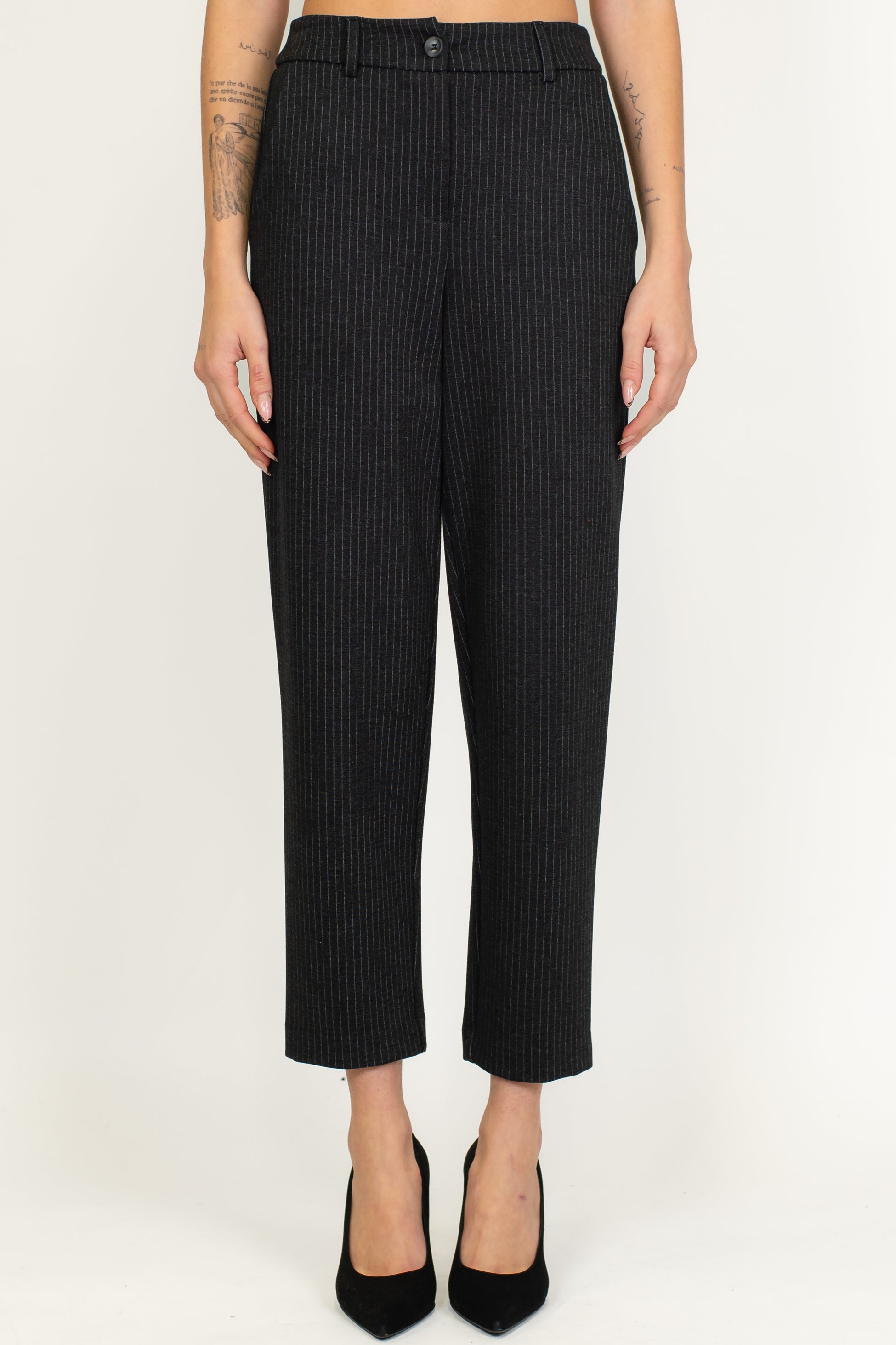 Tensione in - Pantalone slim gessato