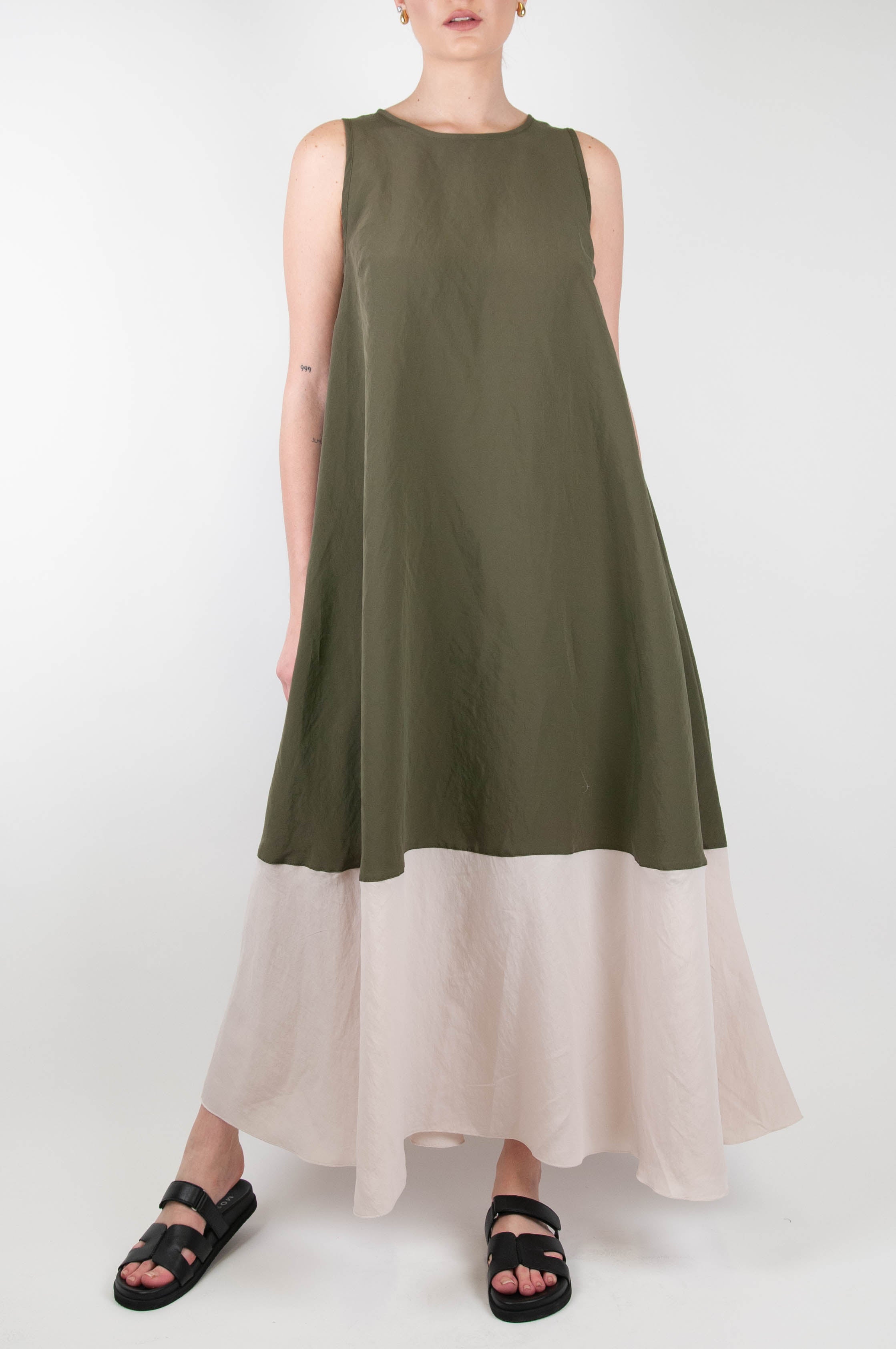 Motel - Abito lungo giromaniche con fondo a contrasto