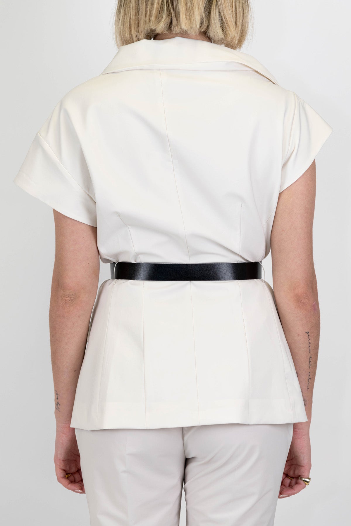 Imperial - Giacca mezzamanica doppiopetto con scollo asimmetrico