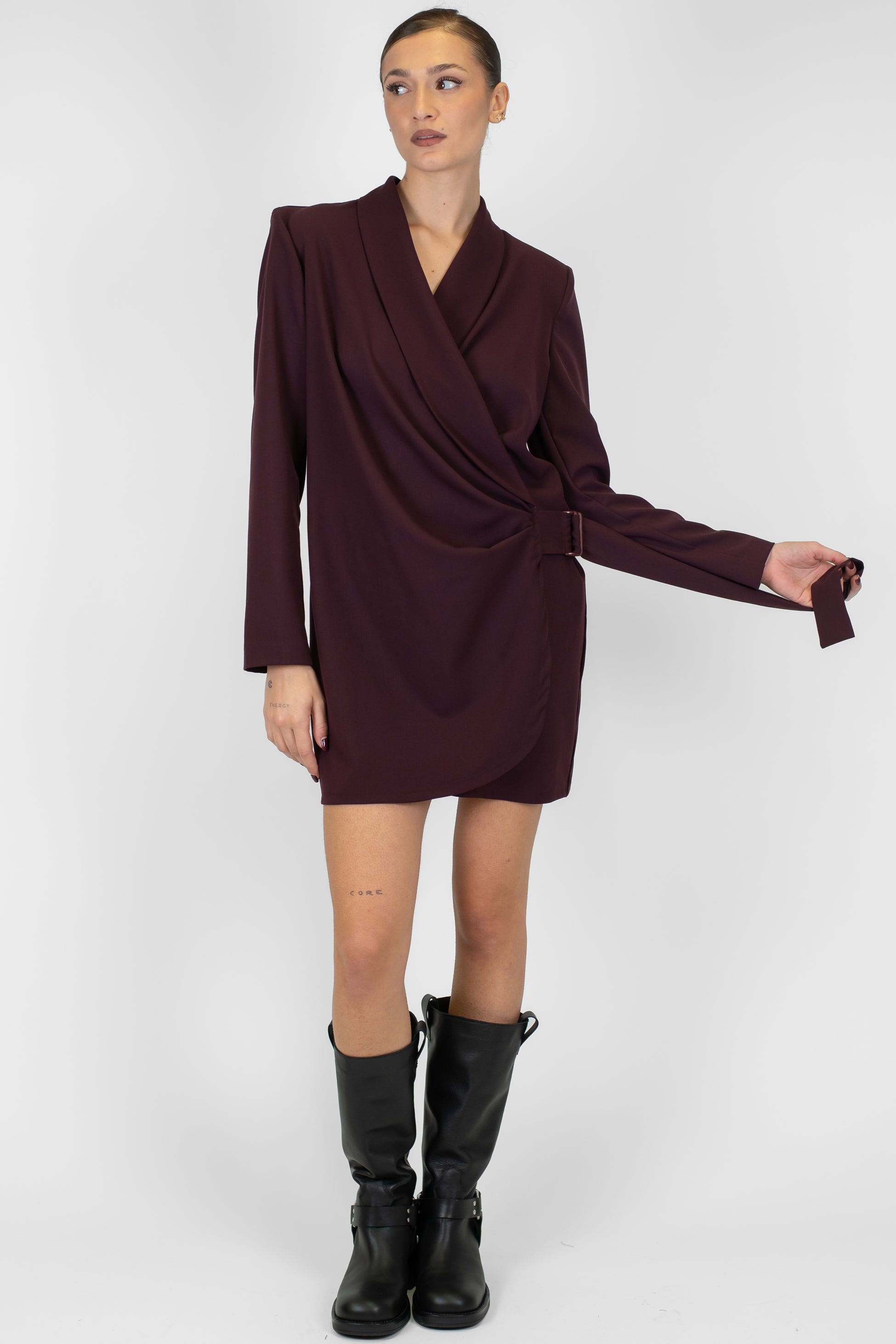 Motel - Abito corto a portafoglio tinta unita