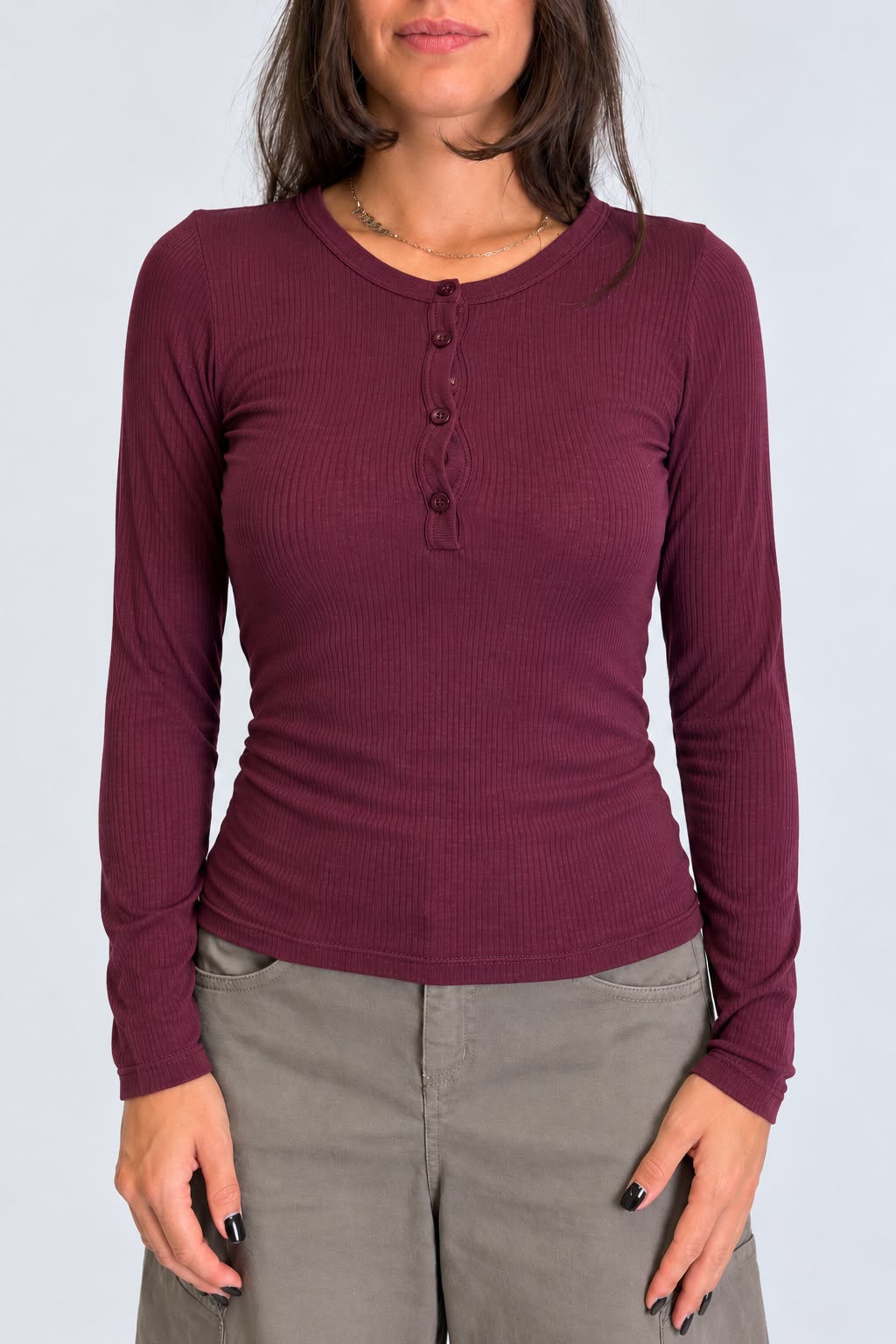 Dixie - Maglia serafino a costine basic in misto cashmere