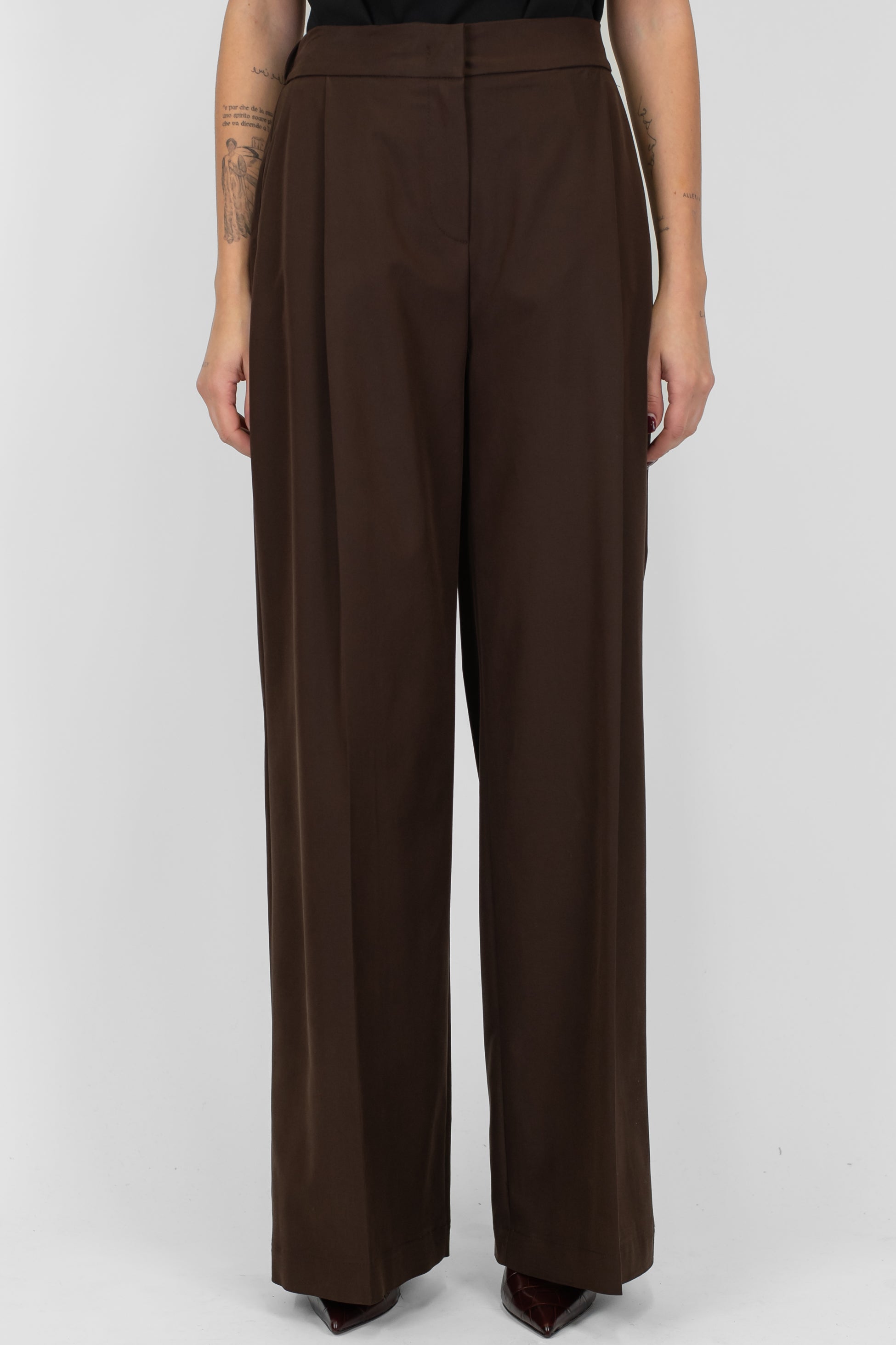 Maryley - Pantalone palazzo in tencel con elastico sul retro