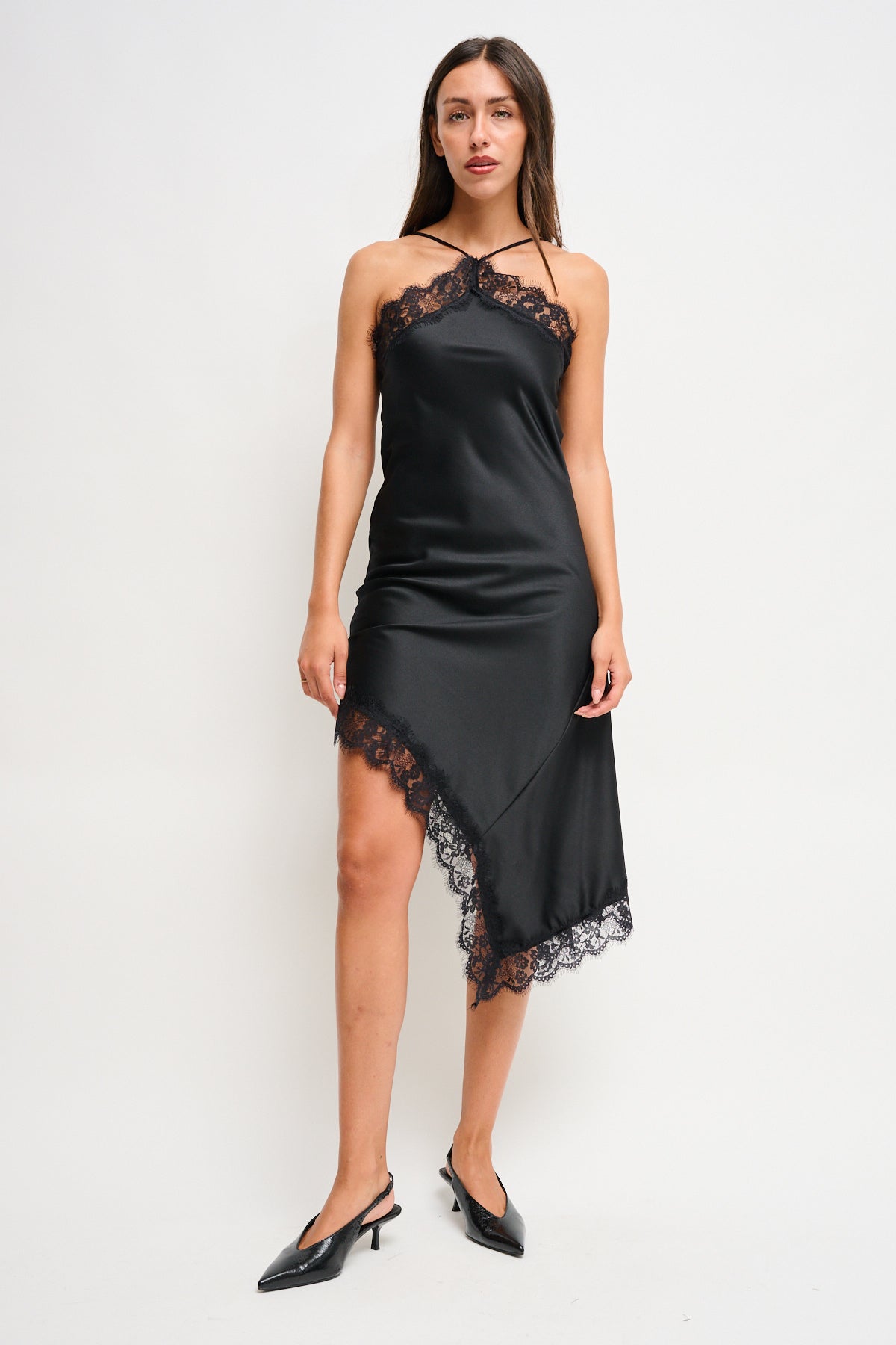 Maryley - Abito asimmetrico con dettagli in pizzo