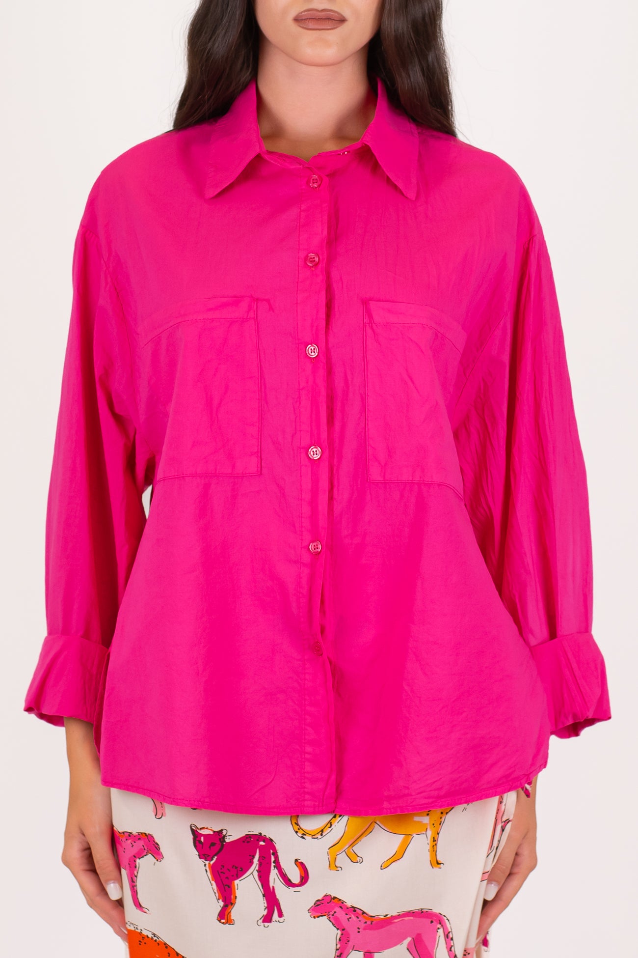 Haveone - Camicia in mussola di cotone con doppia tasca
