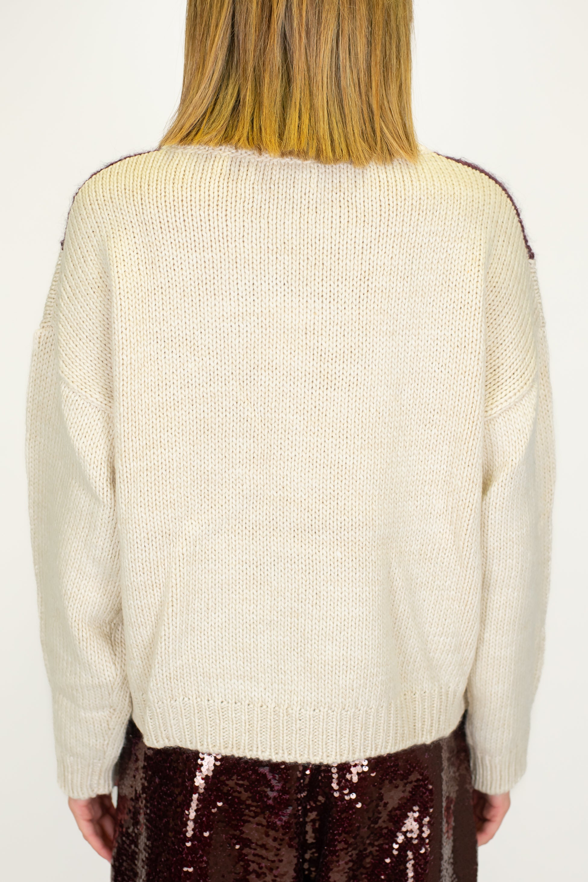 Motel - Maglia over fantasia rombi a contrasto in misto lana con paillettes