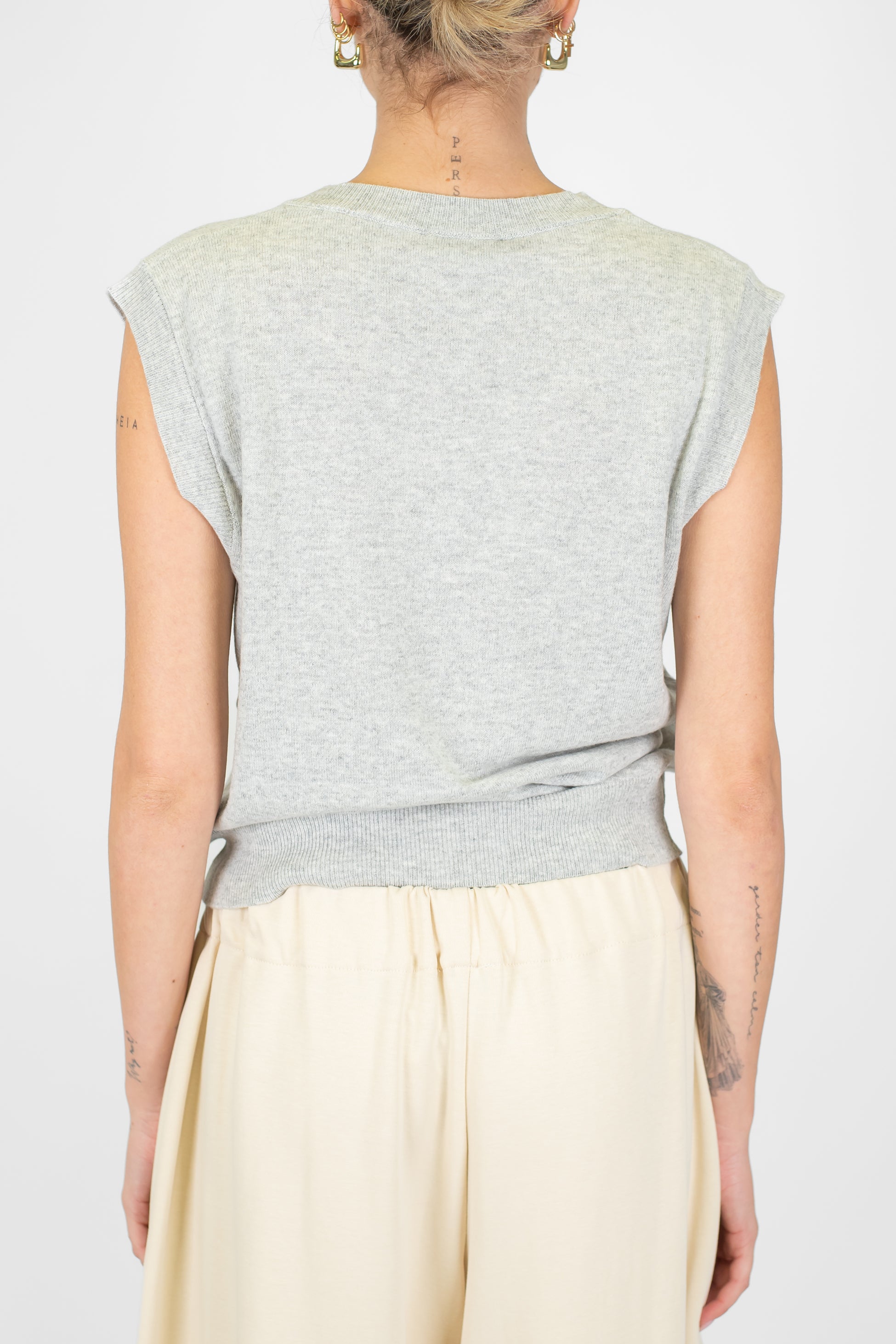 Motel - Gilet scollo a V fantasia rombi laterali in misto lana e cashmere