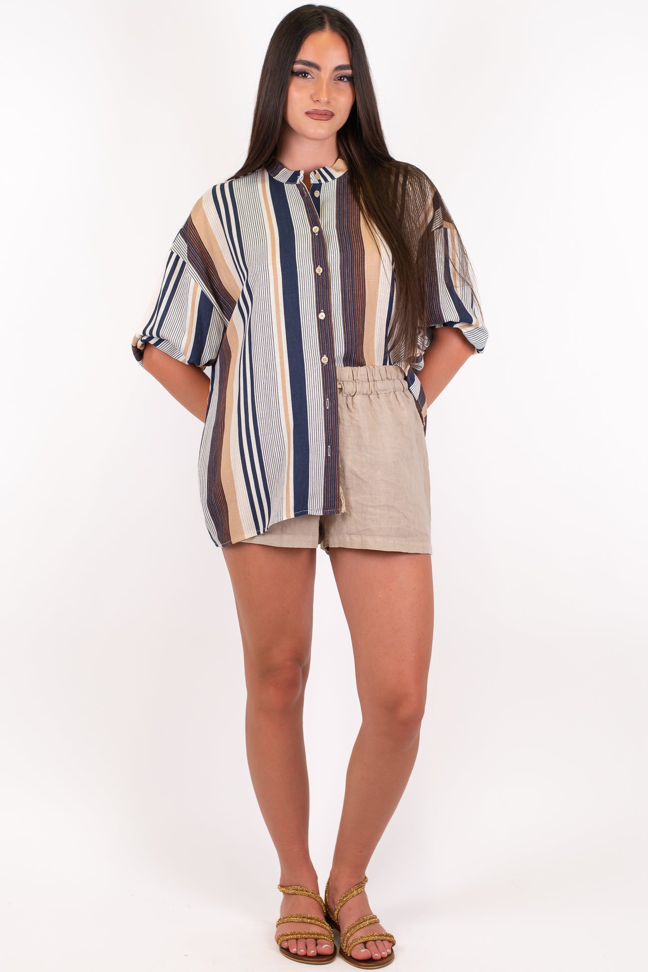 Tensione in - Shorts in puro lino con coulisse