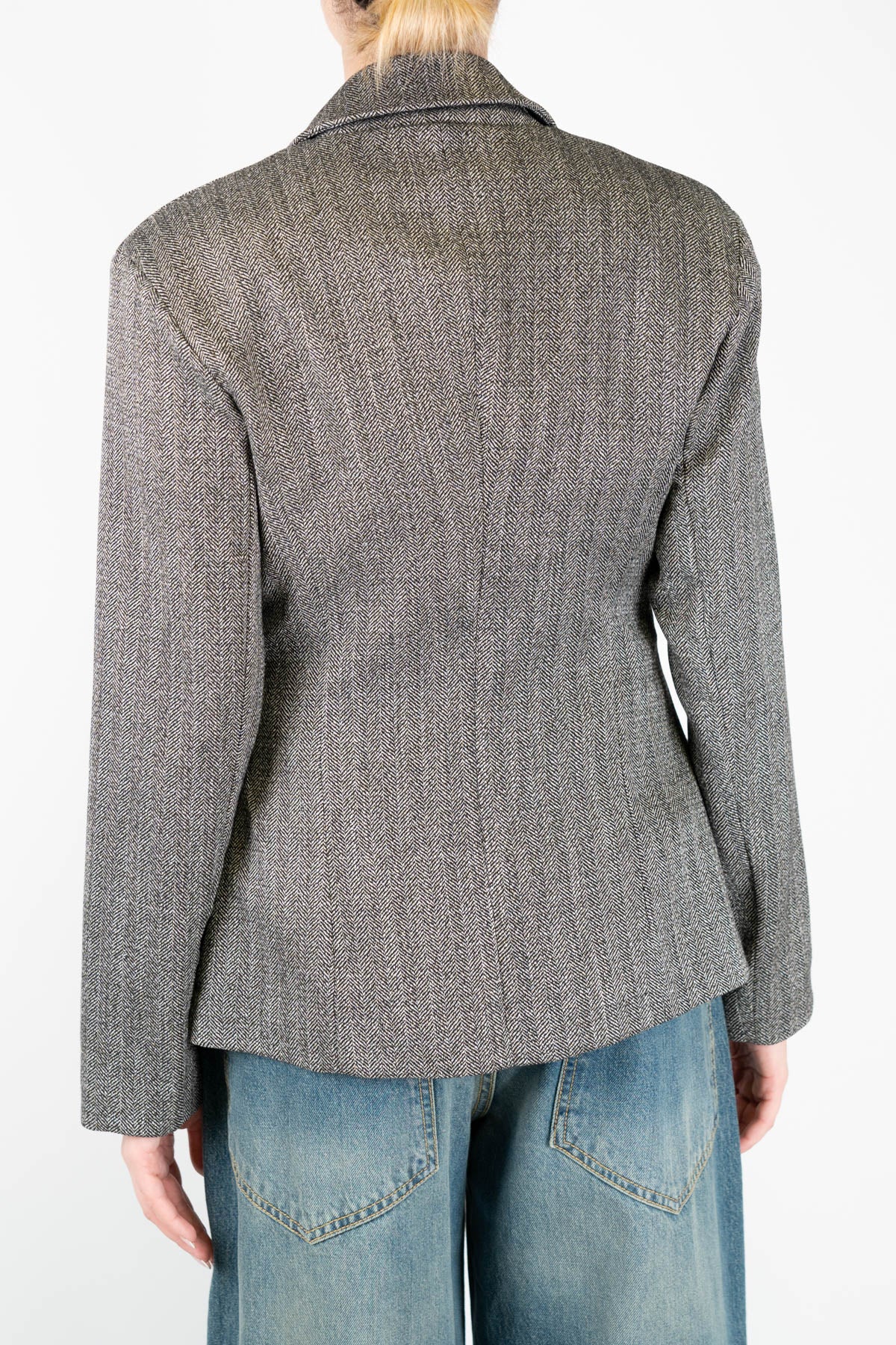 Tensione in - Giacca monopetto fantasia spigata con spille