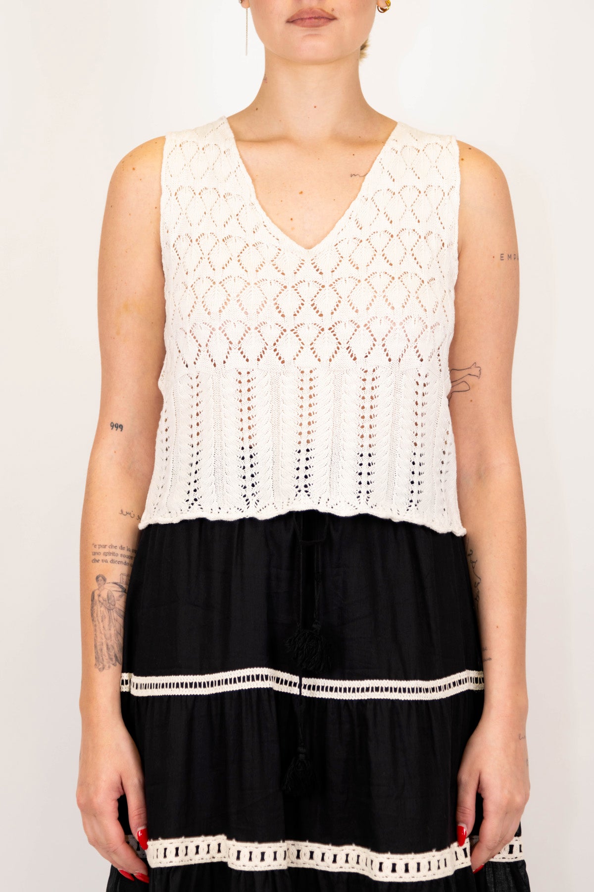 Haveone - Top con doppio ricamo in crochet