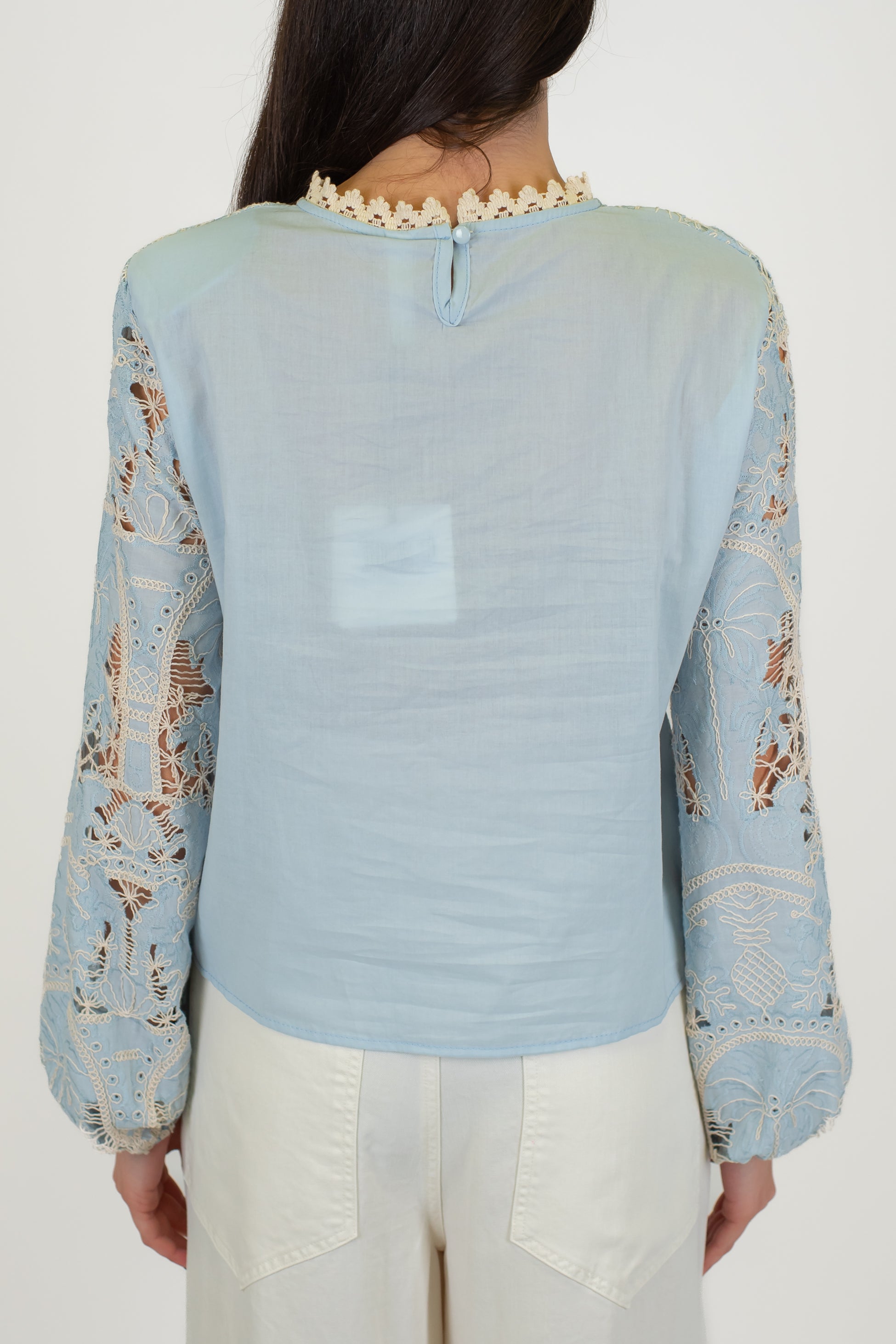 Tensione in - Camicia manica lunga in pizzo di cotone