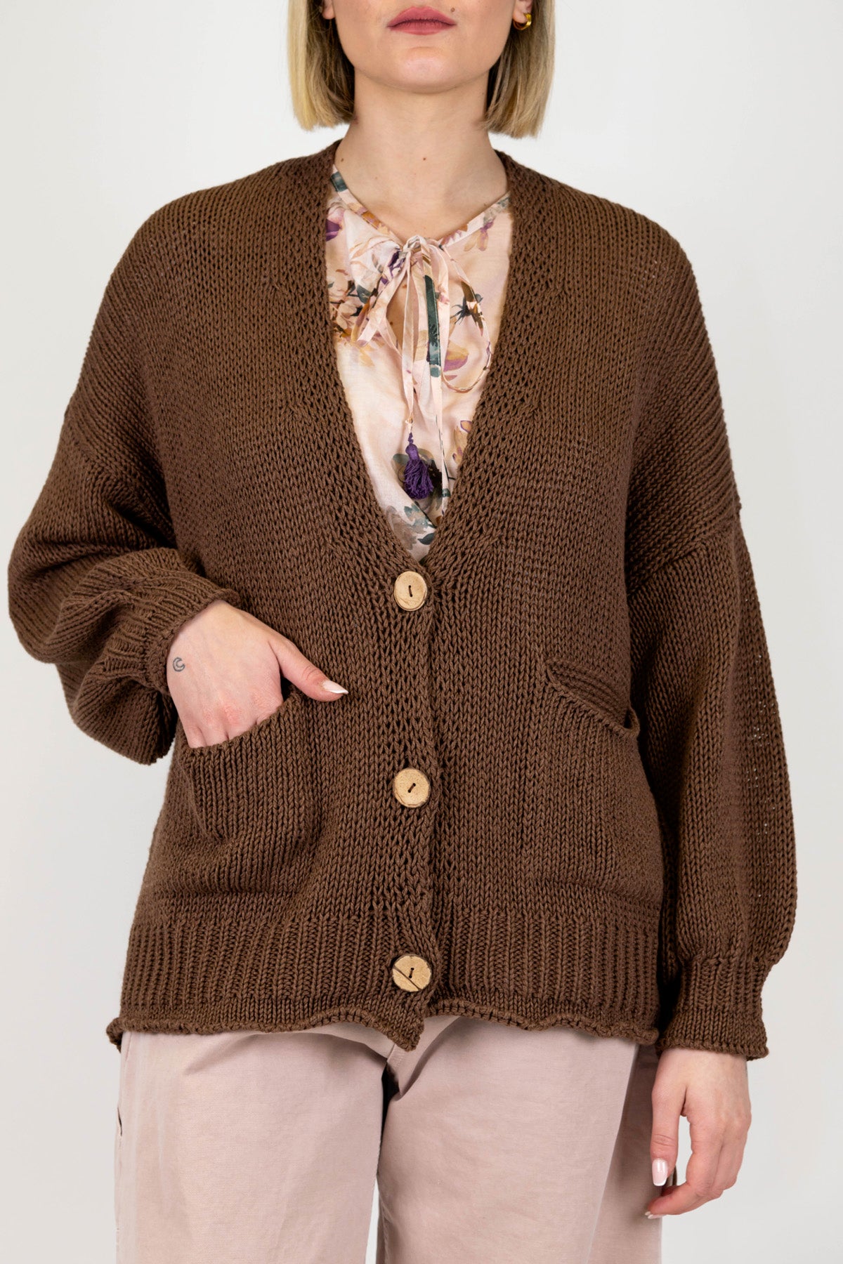 Haveone - Cardigan tre bottoni con taschini laterali