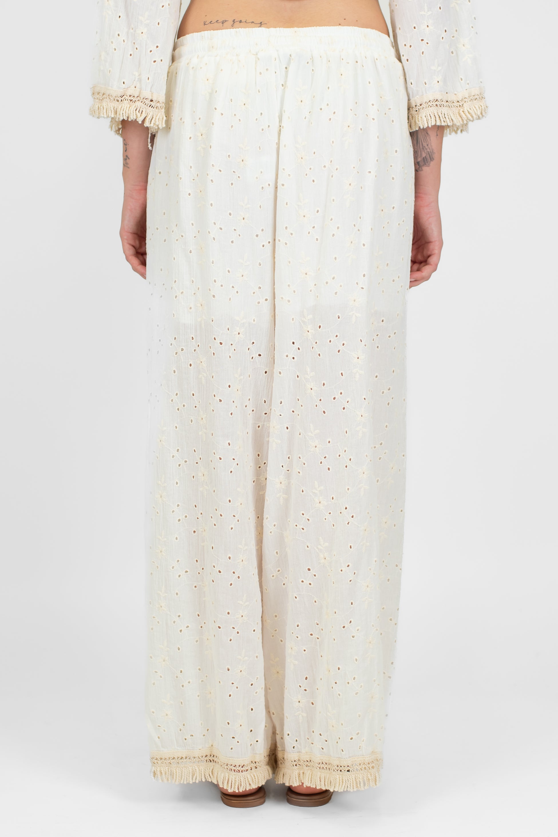 Haveone - Coordinato pantalone più top in pizzo san gallo