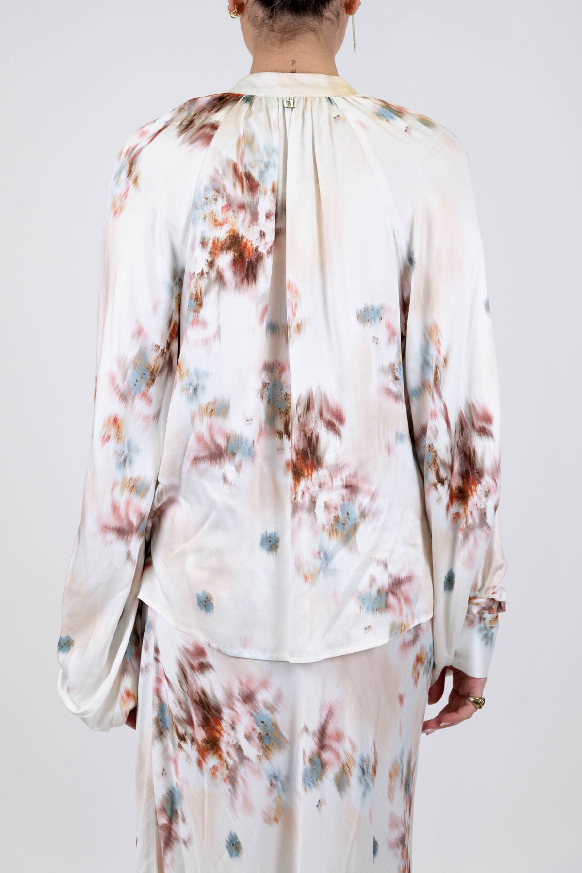 Dixie - Camicia fantasia floreale in viscosa con collo coreano