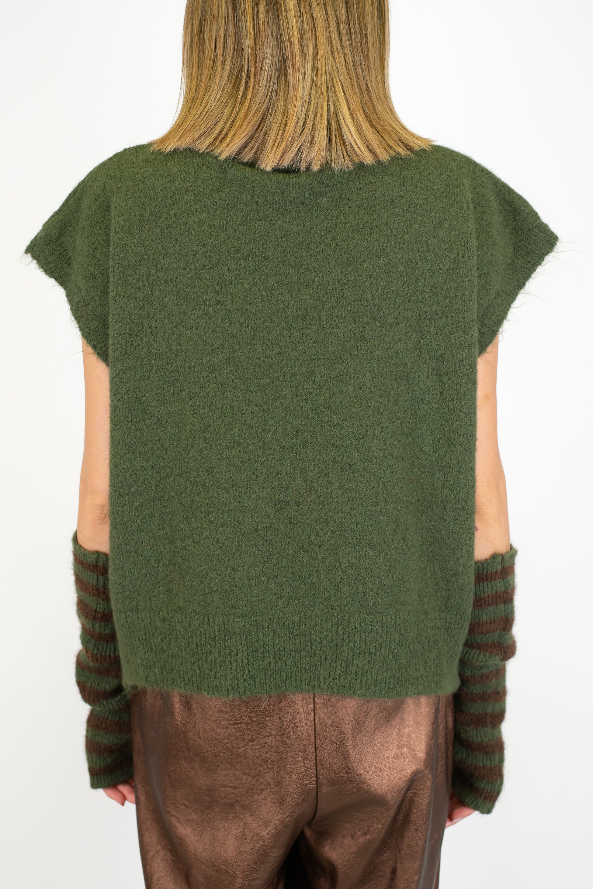 Tensione in - Dolcevita giromaniche in misto lana con manicotti fantasia a righe