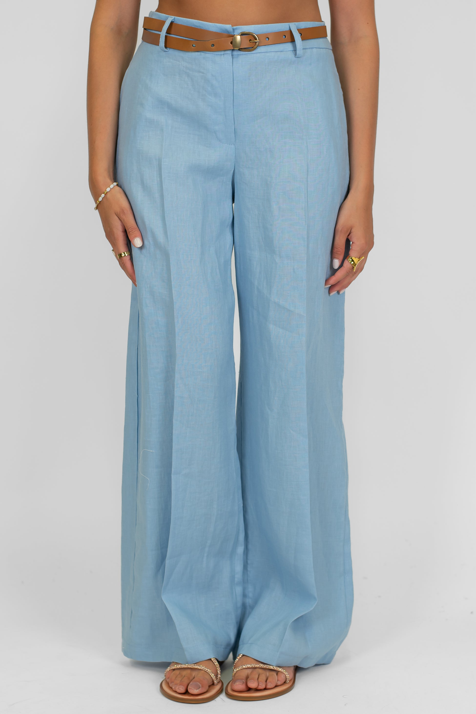 Tensione in - Pantalone palazzo in puro lino