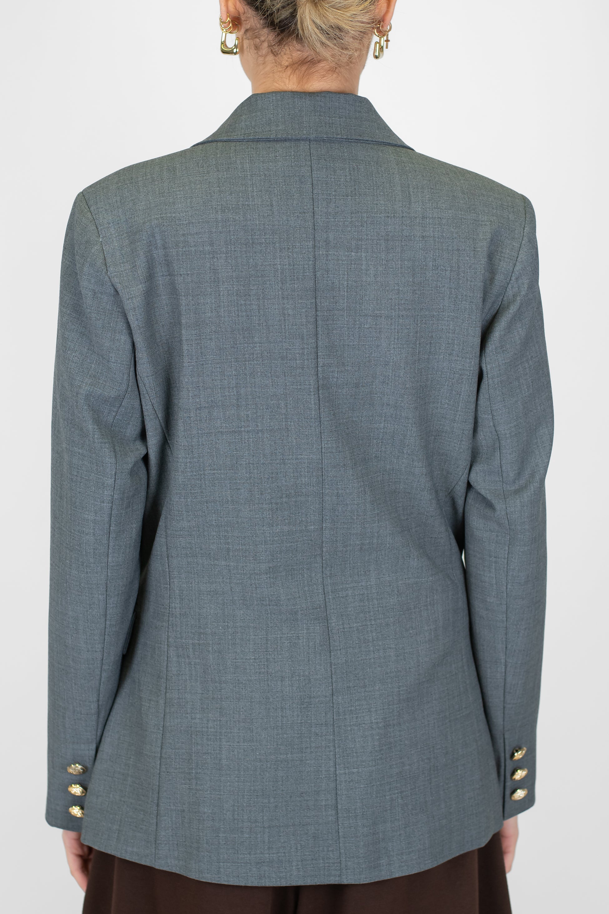 Motel - Giacca doppiopetto in misto lana con spalline e bottoni oro