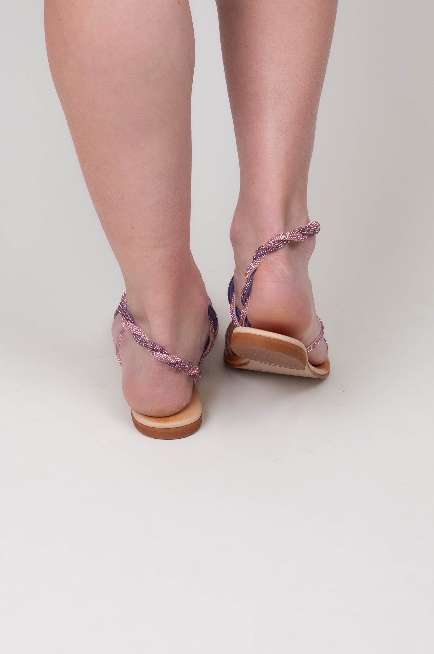 Mosaic - Sandalo infradito con strass intrecciato a due colori