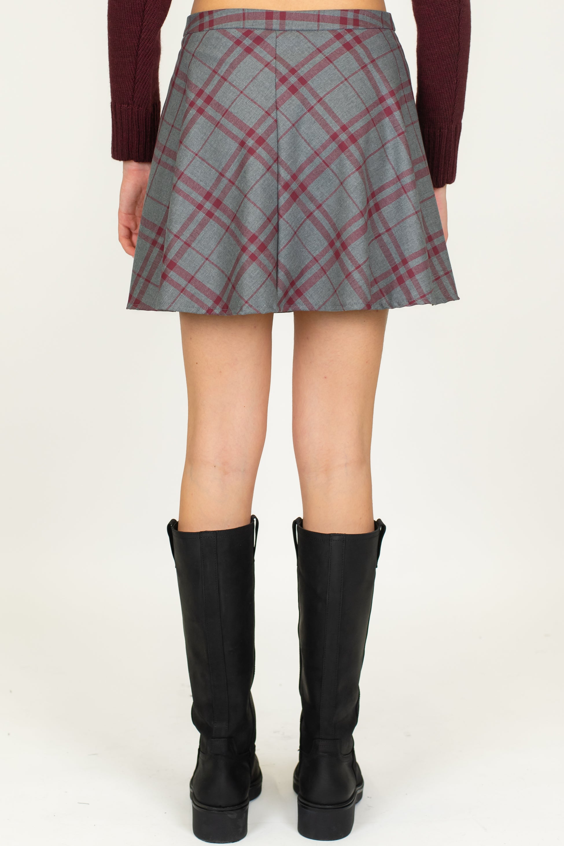 Motel - Minigonna fantasia quadri con nodo maniche sul fronte