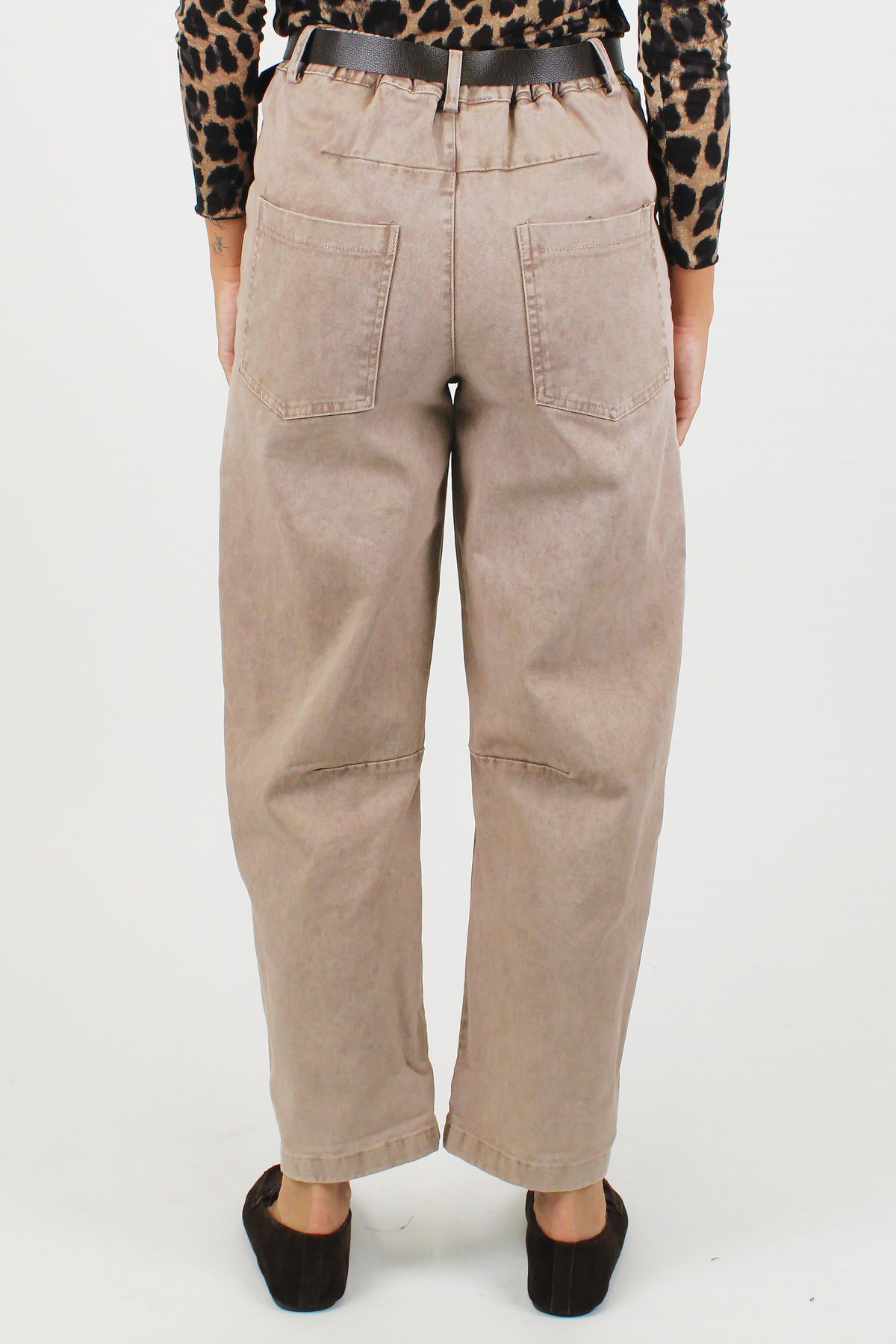 Haveone - Pantalone balloon in denim colorato con elastico sul retro