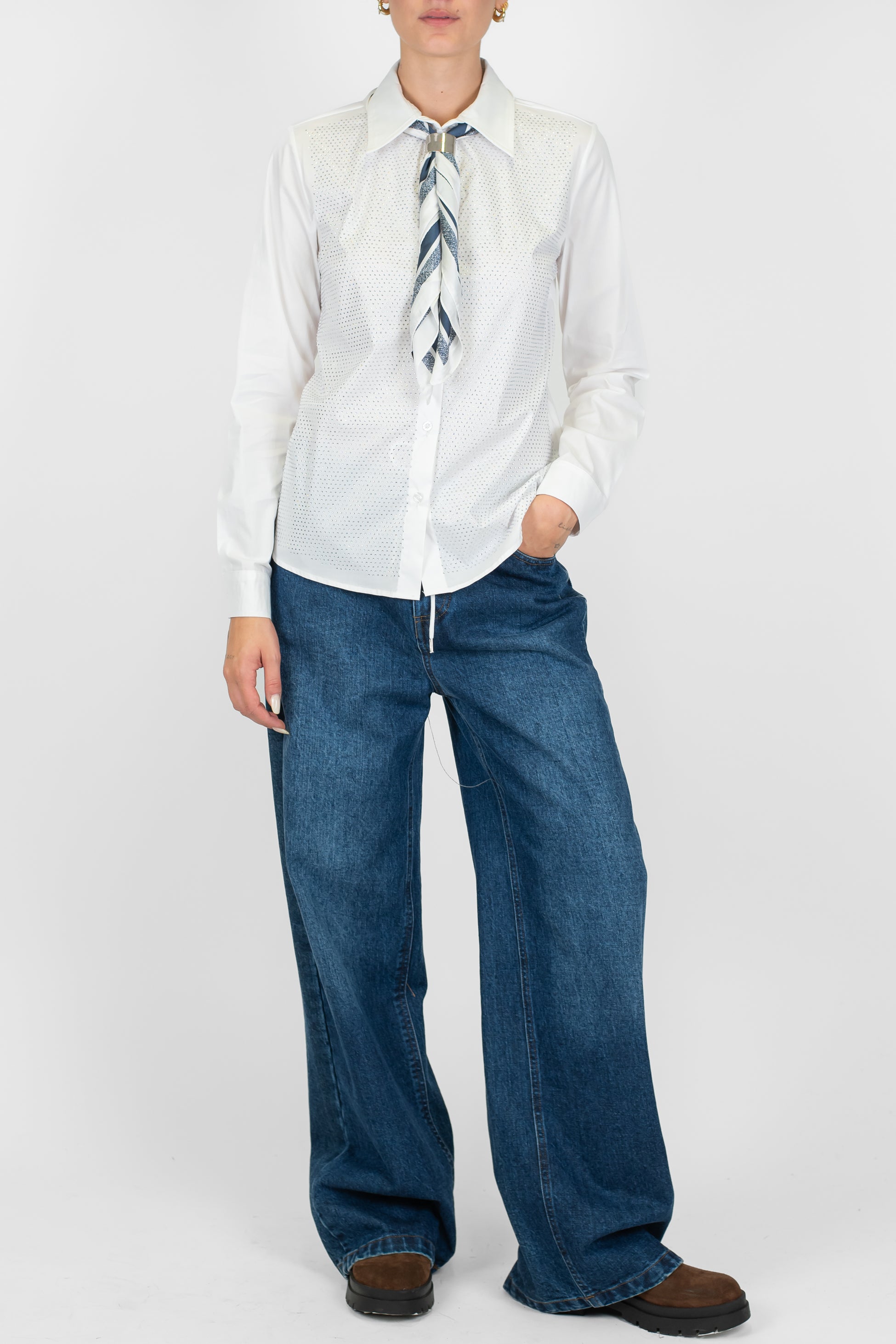 Tensione in - Jeans regular lavaggio medio con coulisse in vita