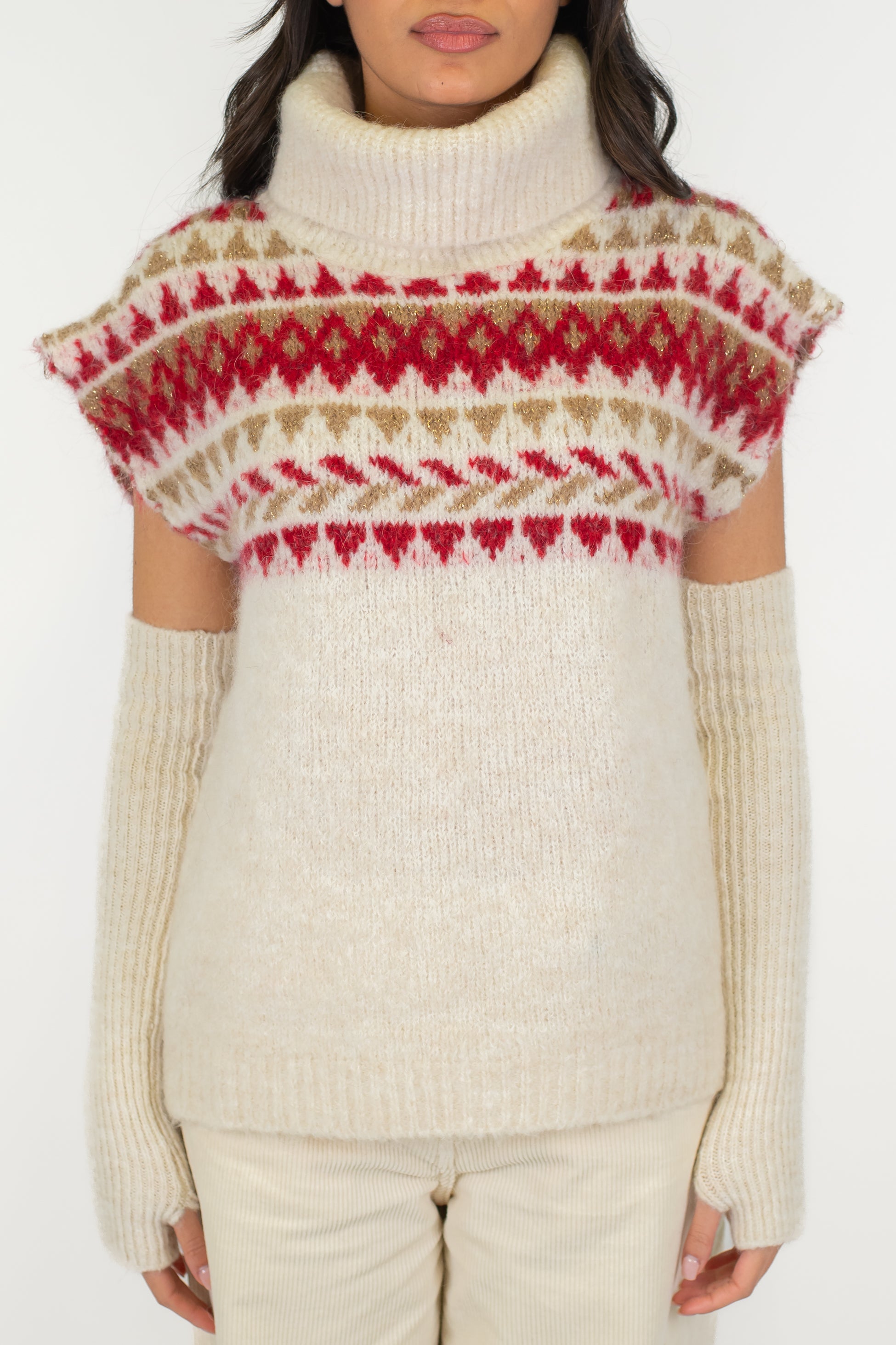 Motel - Dolcevita fantasia norvegese in misto lana con manicotti