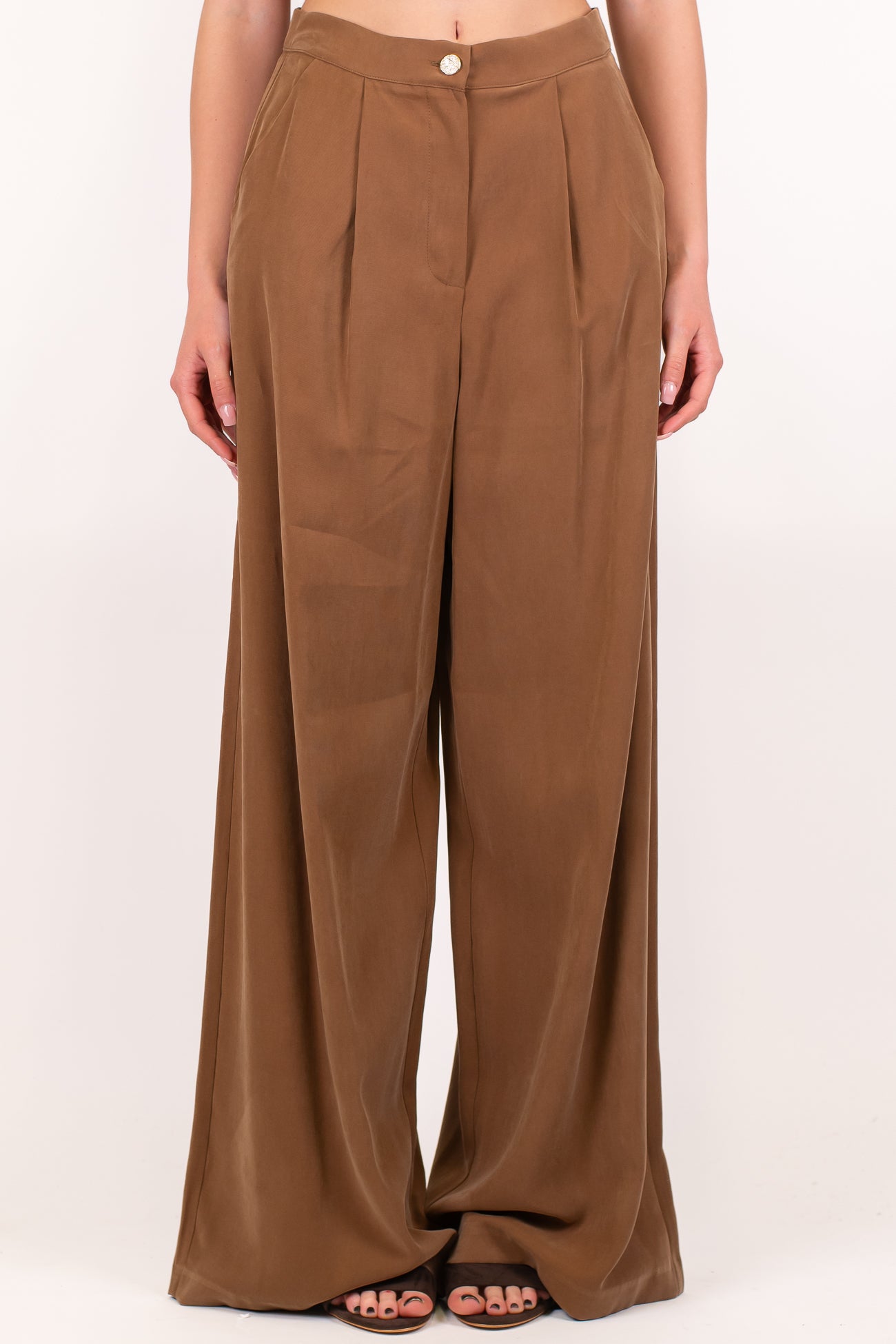 Haveone - Pantalone palazzo con pinces in viscosa