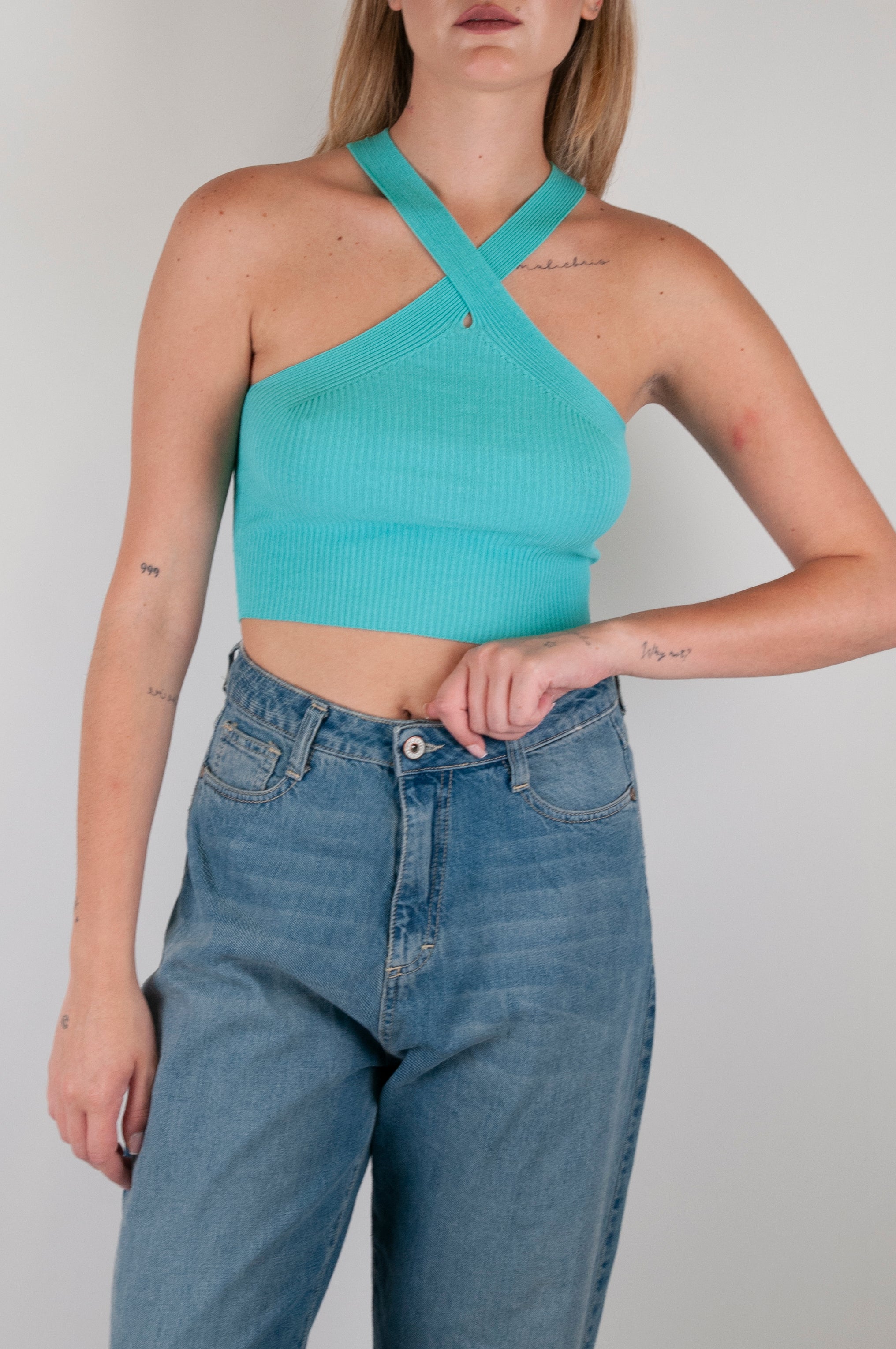 Kontatto - Top incrociato a costine