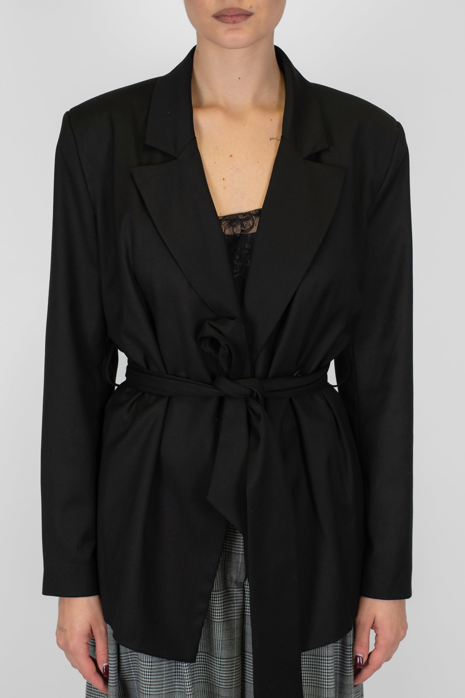 Dixie - Giacca sfiancata doppiopetto con cintura in vita