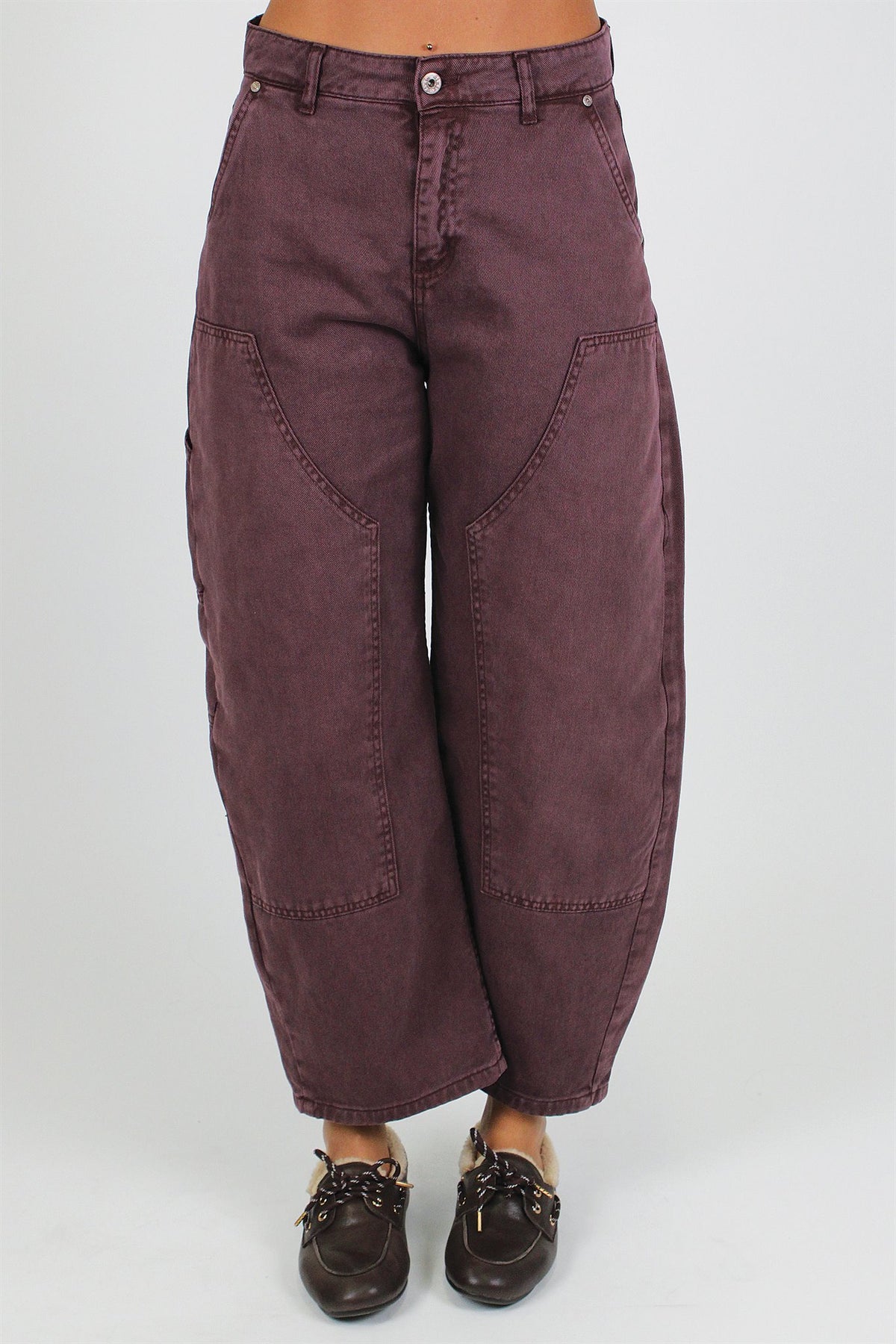 Dixie - Pantalone balloon in denim colorato con cuciture sovrapposte