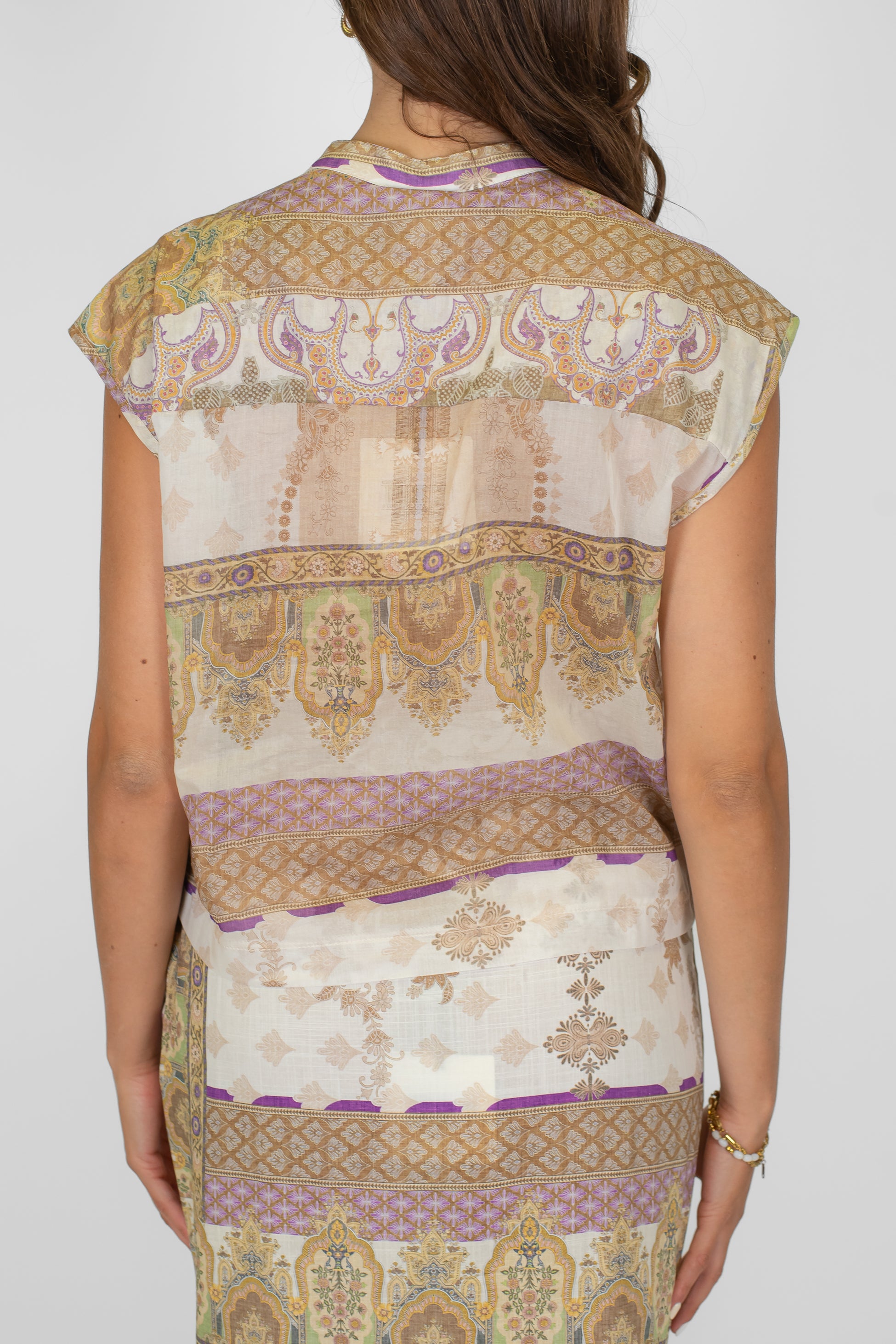 Tensione in - Camicia in cotone fantasia giromaniche