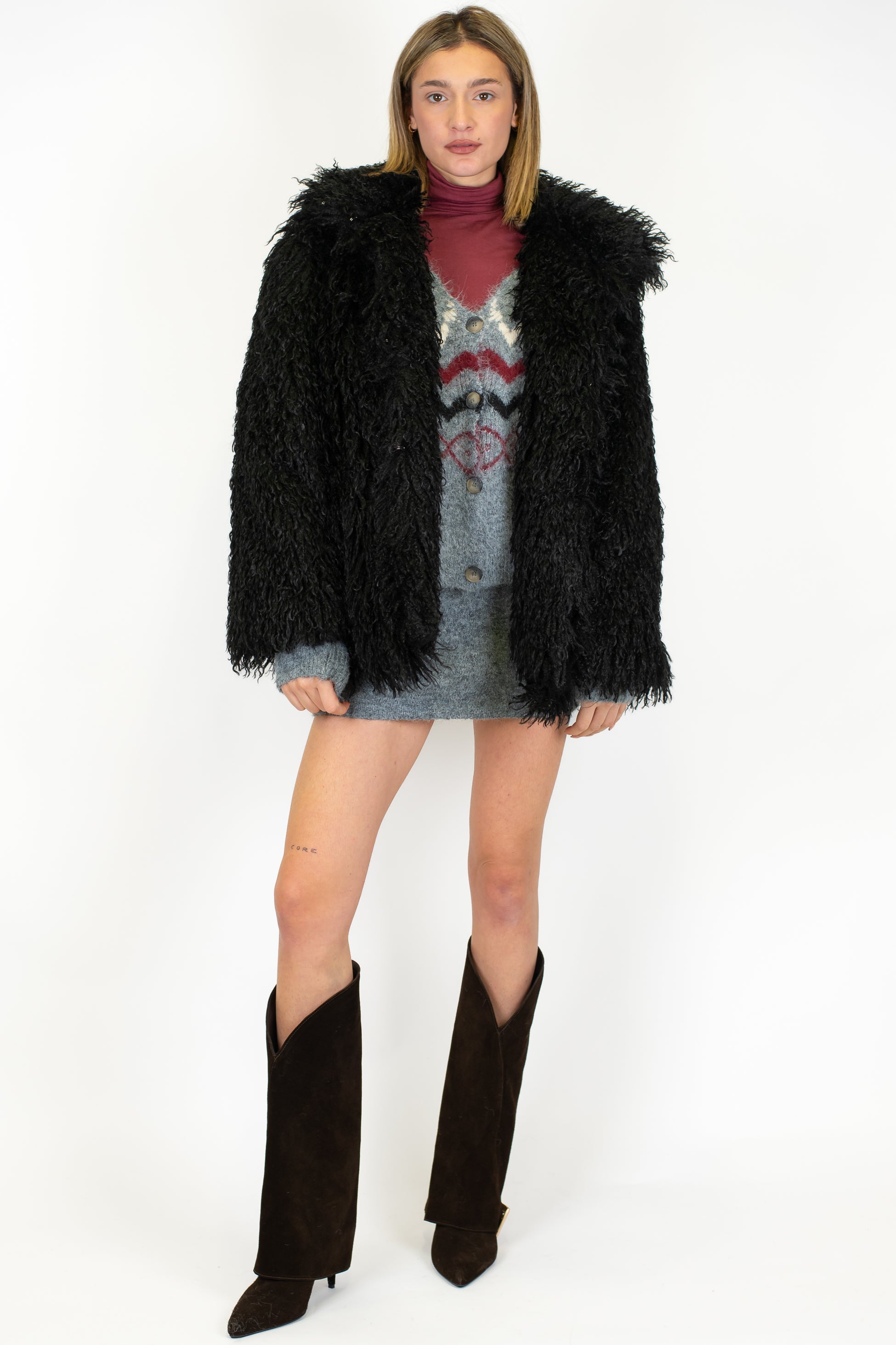 Haveone - Ecopelliccia mongolia con chiusura a scomparsa