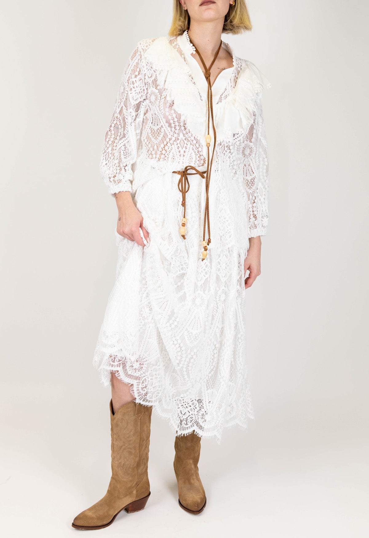 Motel - Gonna in pizzo e crochet con elastico in vita