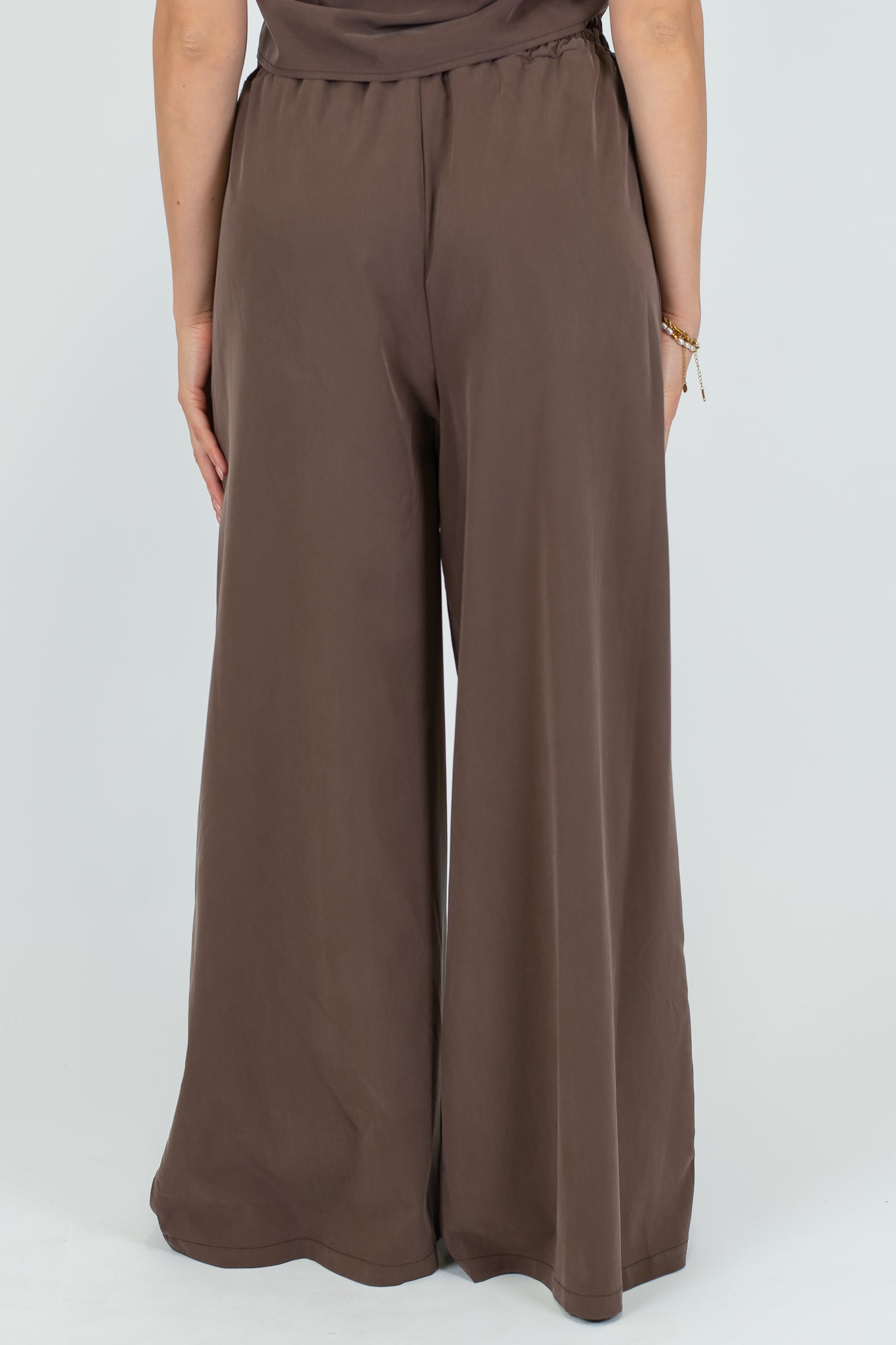 Haveone - Coordinato Gilet con lacci e pantalone palazzo in cupro