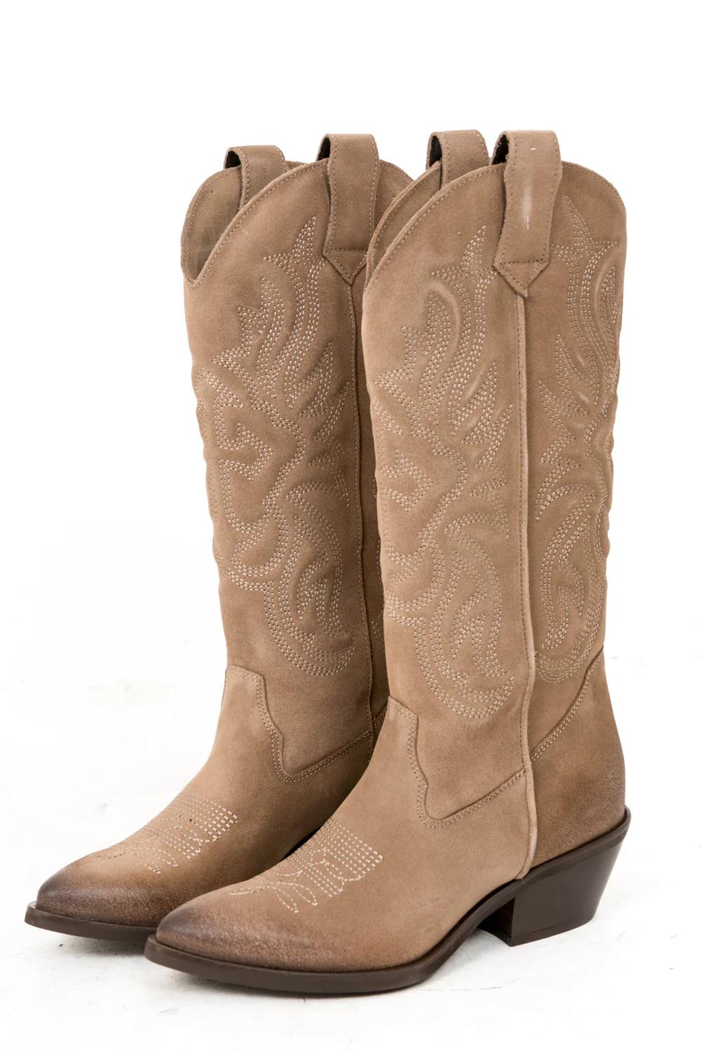 Ovyé - Texano in camoscio spazzolato con inserti laterali