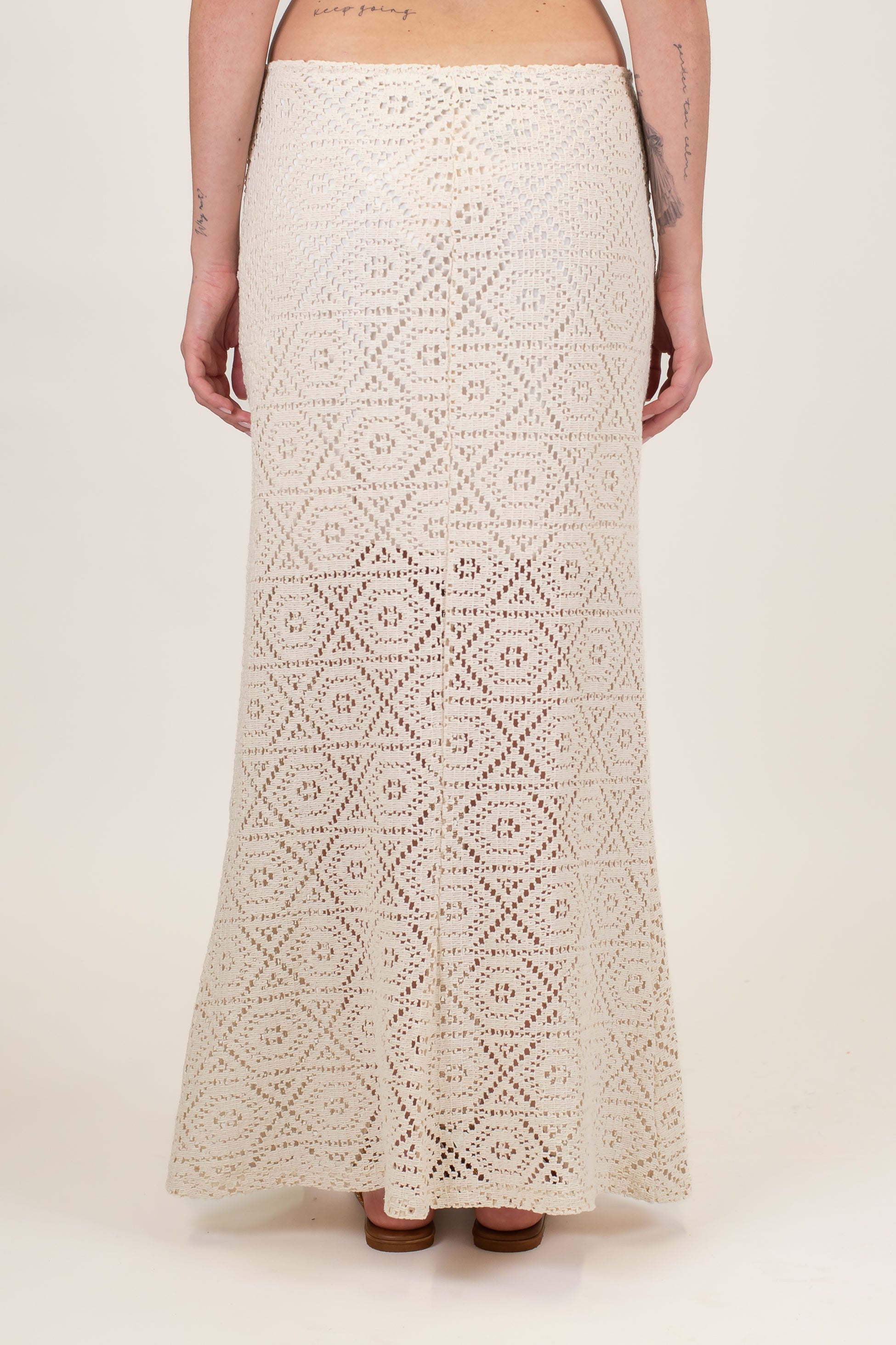 Haveone - Gonna con elastico in vita con ricami in crochet