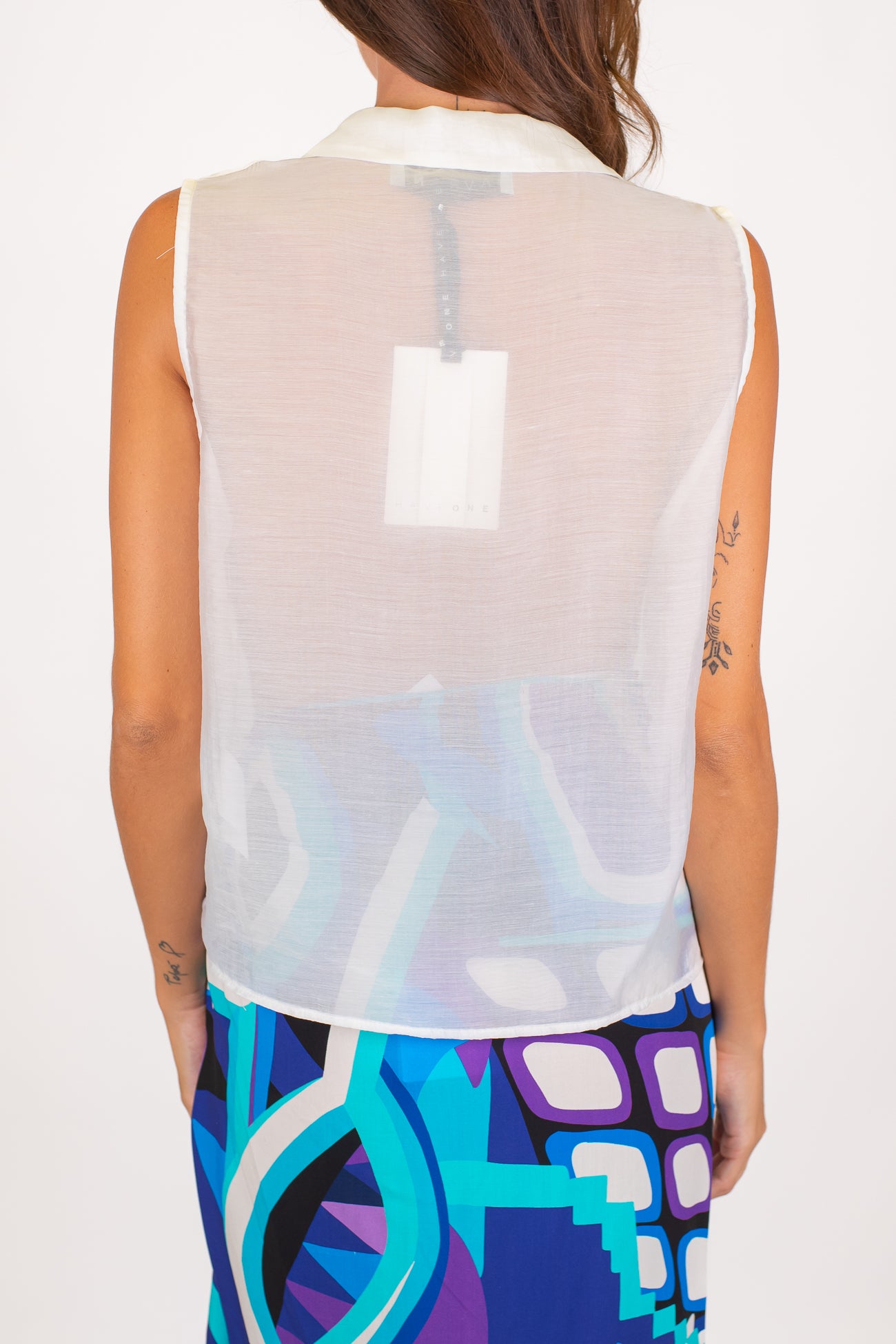 Haveone - Camicia smanicata in lyocell con colletto