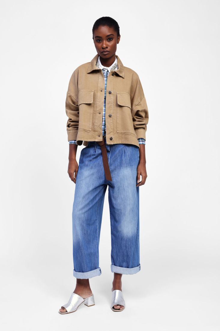 Dixie - Jeans cropped a gamba larga e cintura