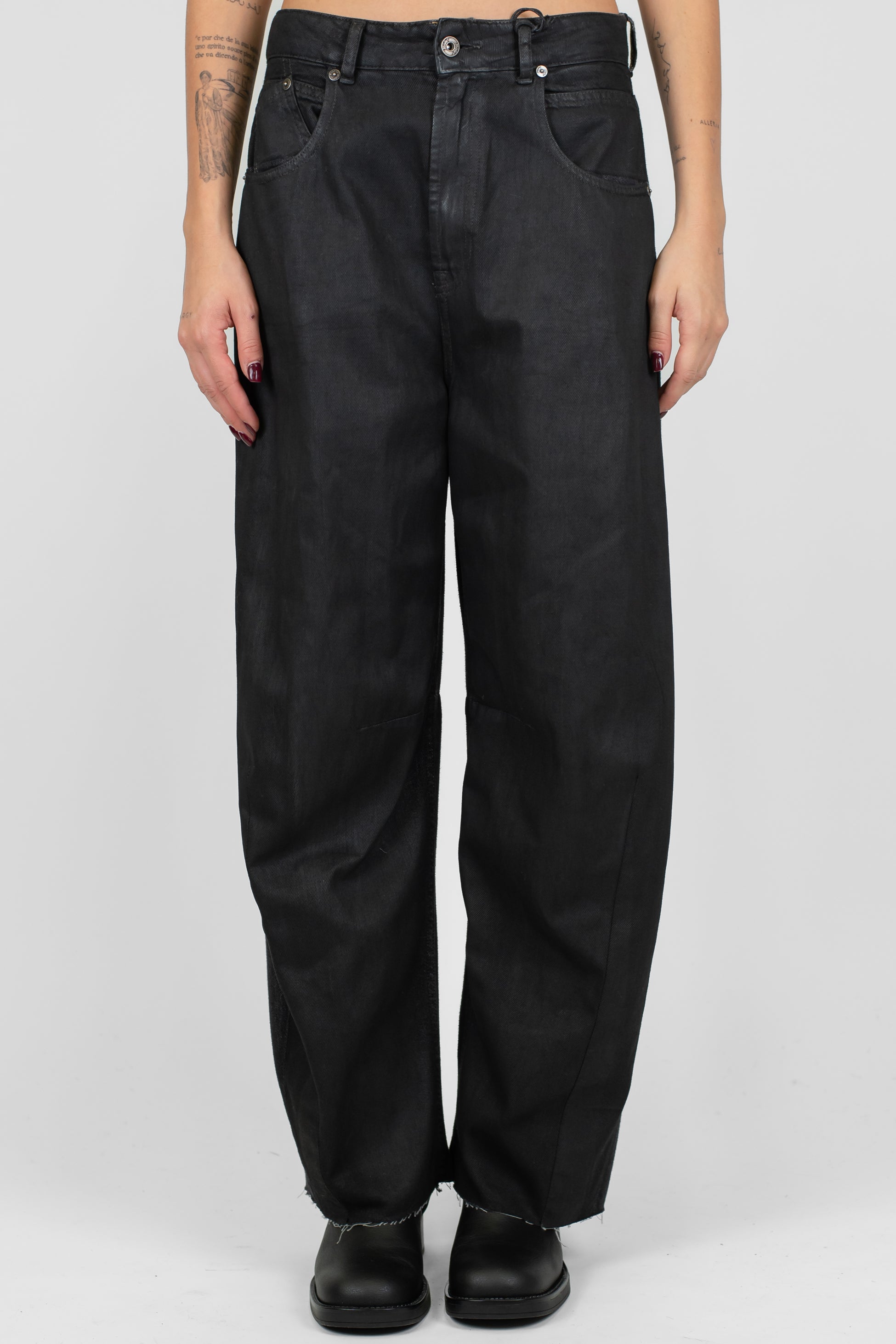 Maryley - Jeans balloon con fronte e tasche spalmate