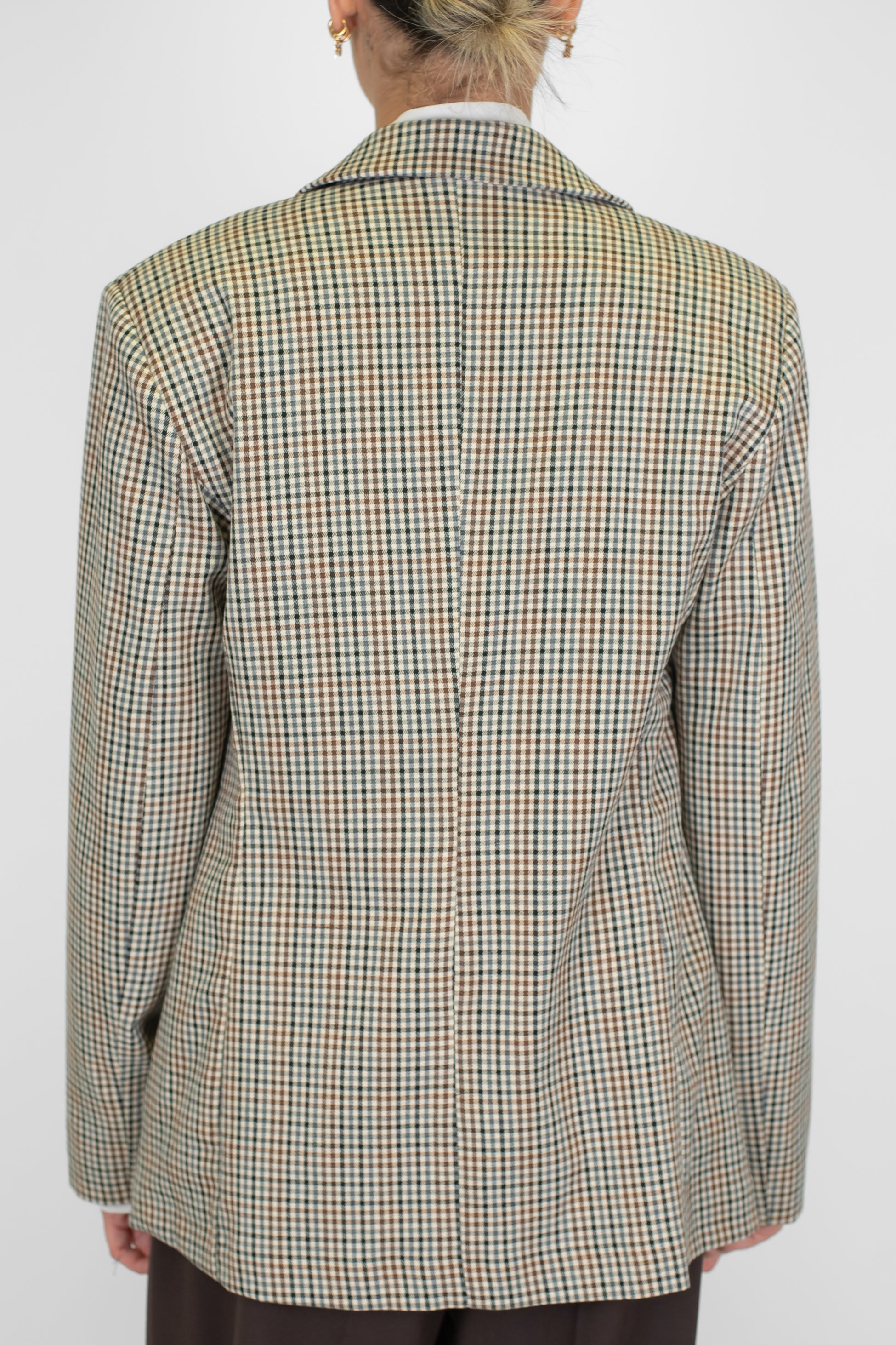 Haveone - Giacca monopetto microfantasia quadri con spilline