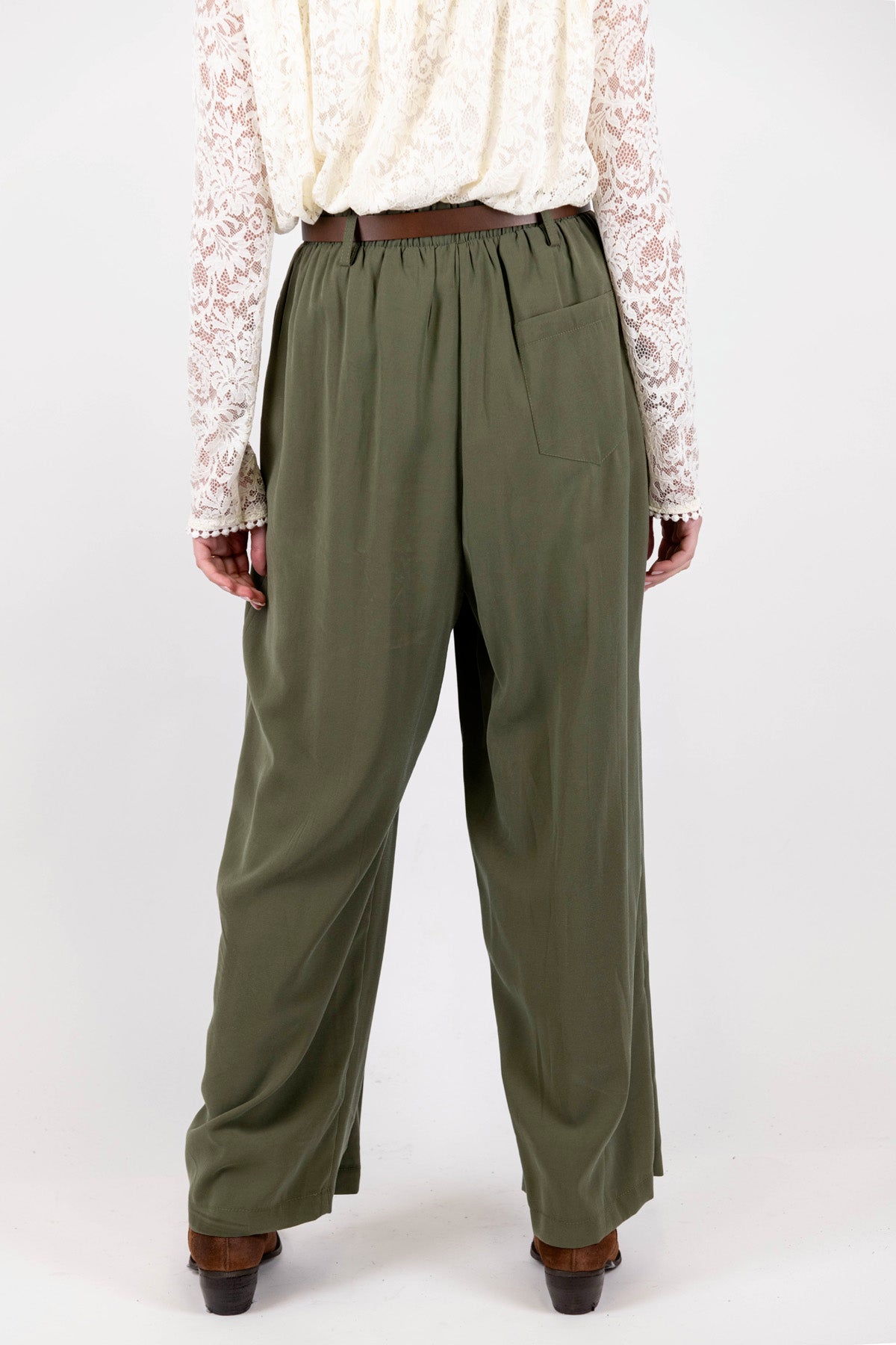 Motel - Pantalone palazzo con elastico in vita e pinces