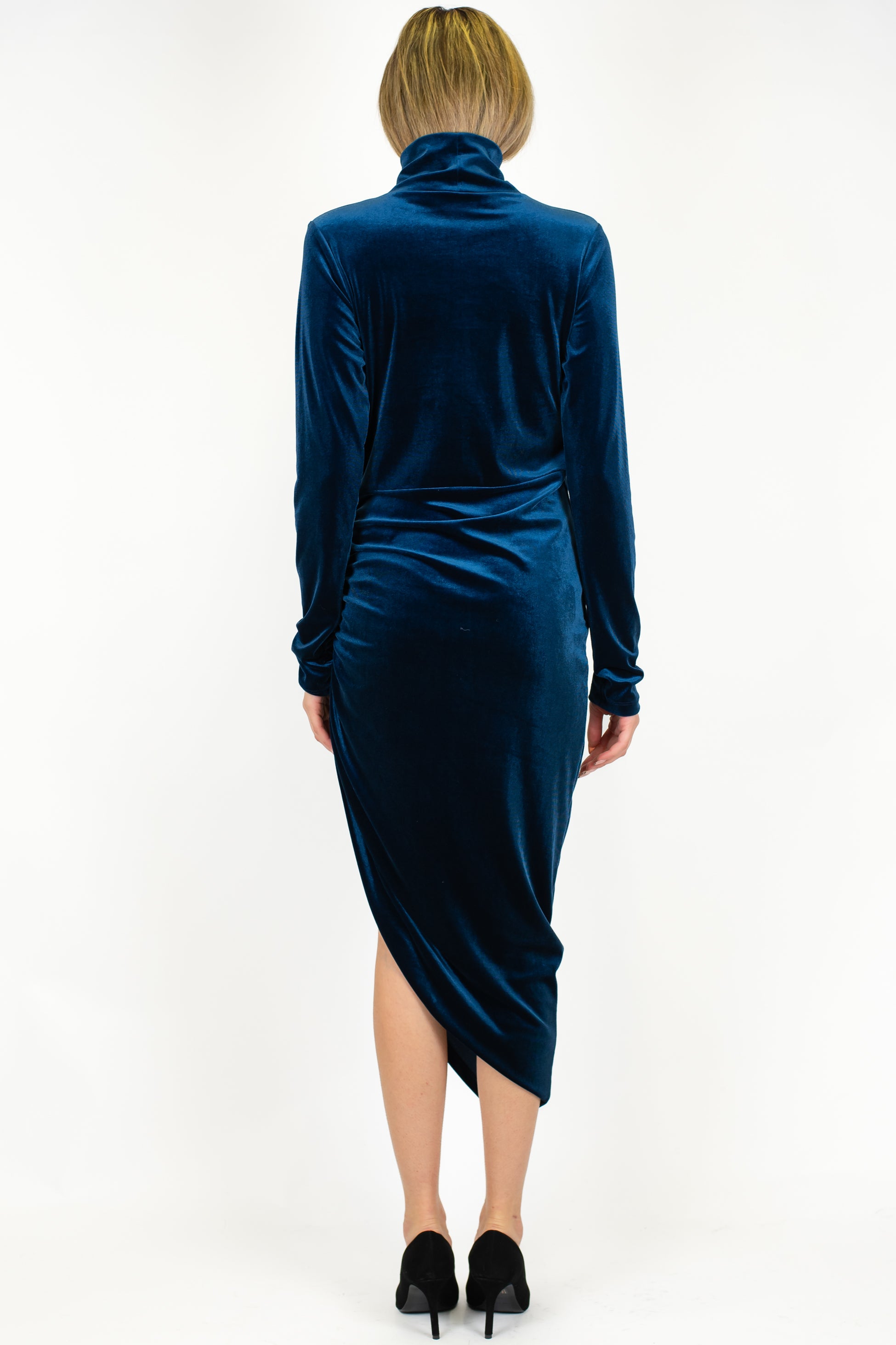Dixie - Abito lungo mezzo collo asimmetrico in velluto