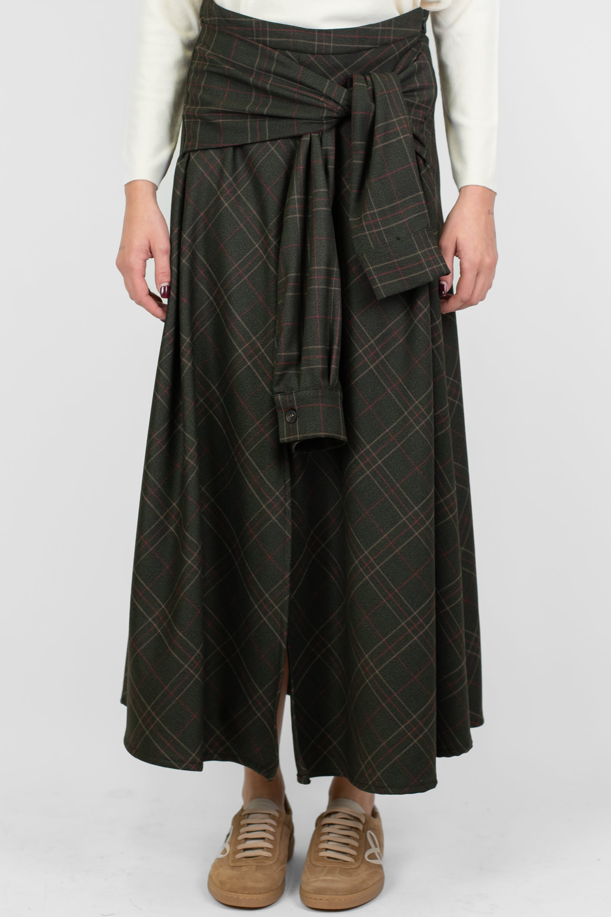 Motel - Gonna fantasia quadri con nodo maniche sul fronte