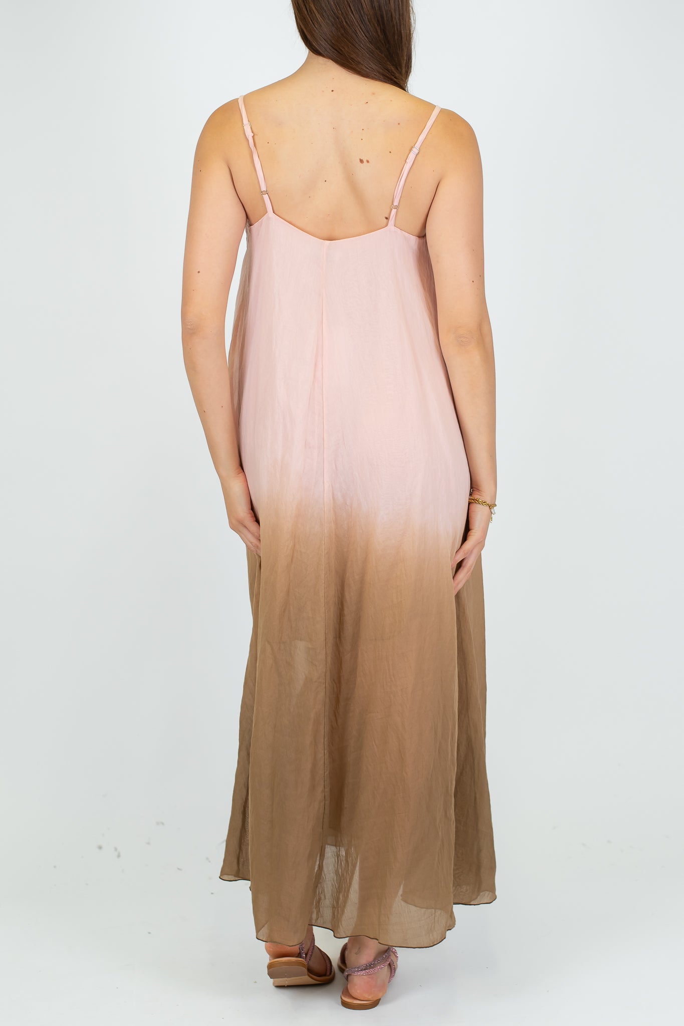 Motel - Abito lungo con bretelle tie dye in lyocell