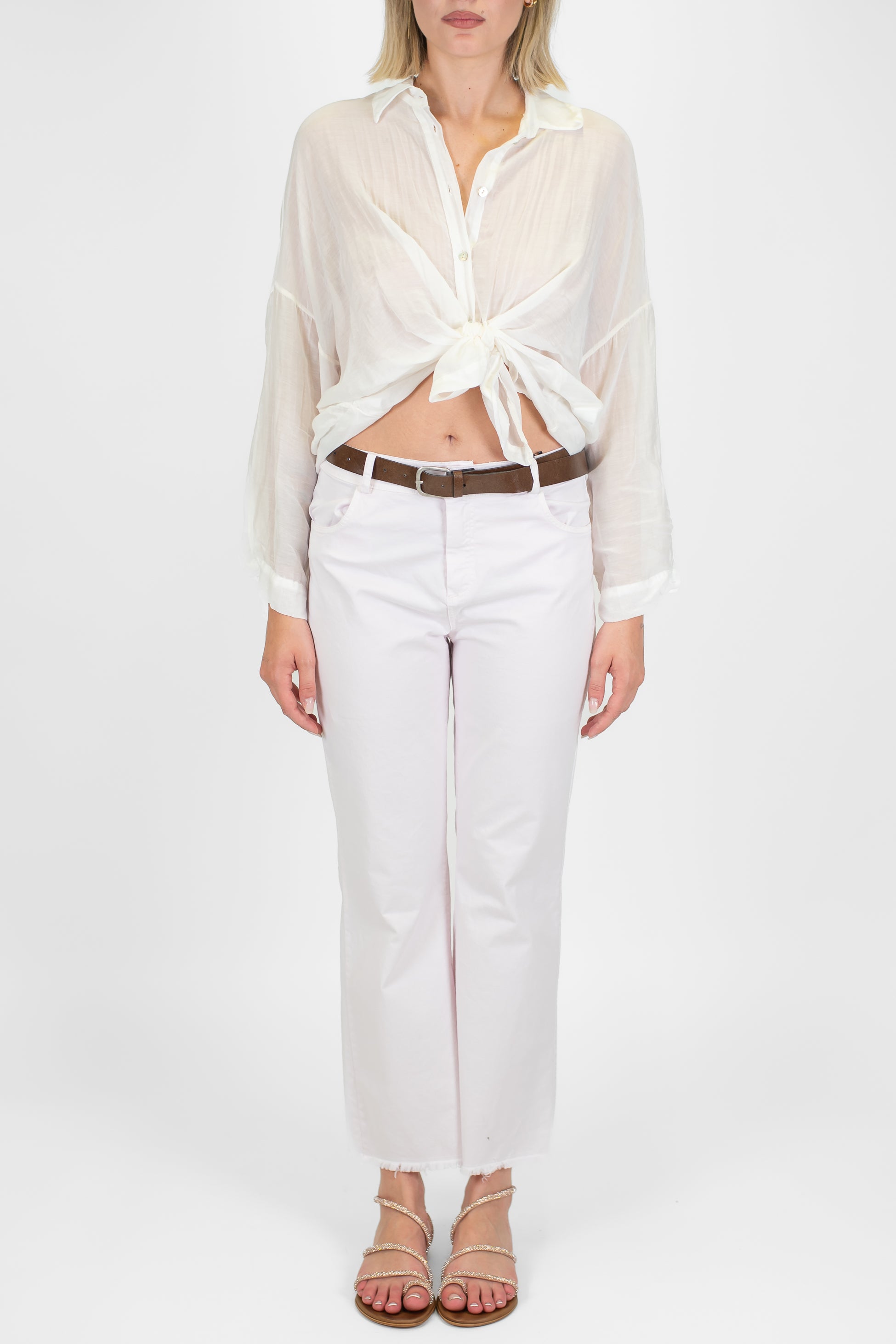 Tensione in - Pantalone regular in cotone sfrangiato sul fondo