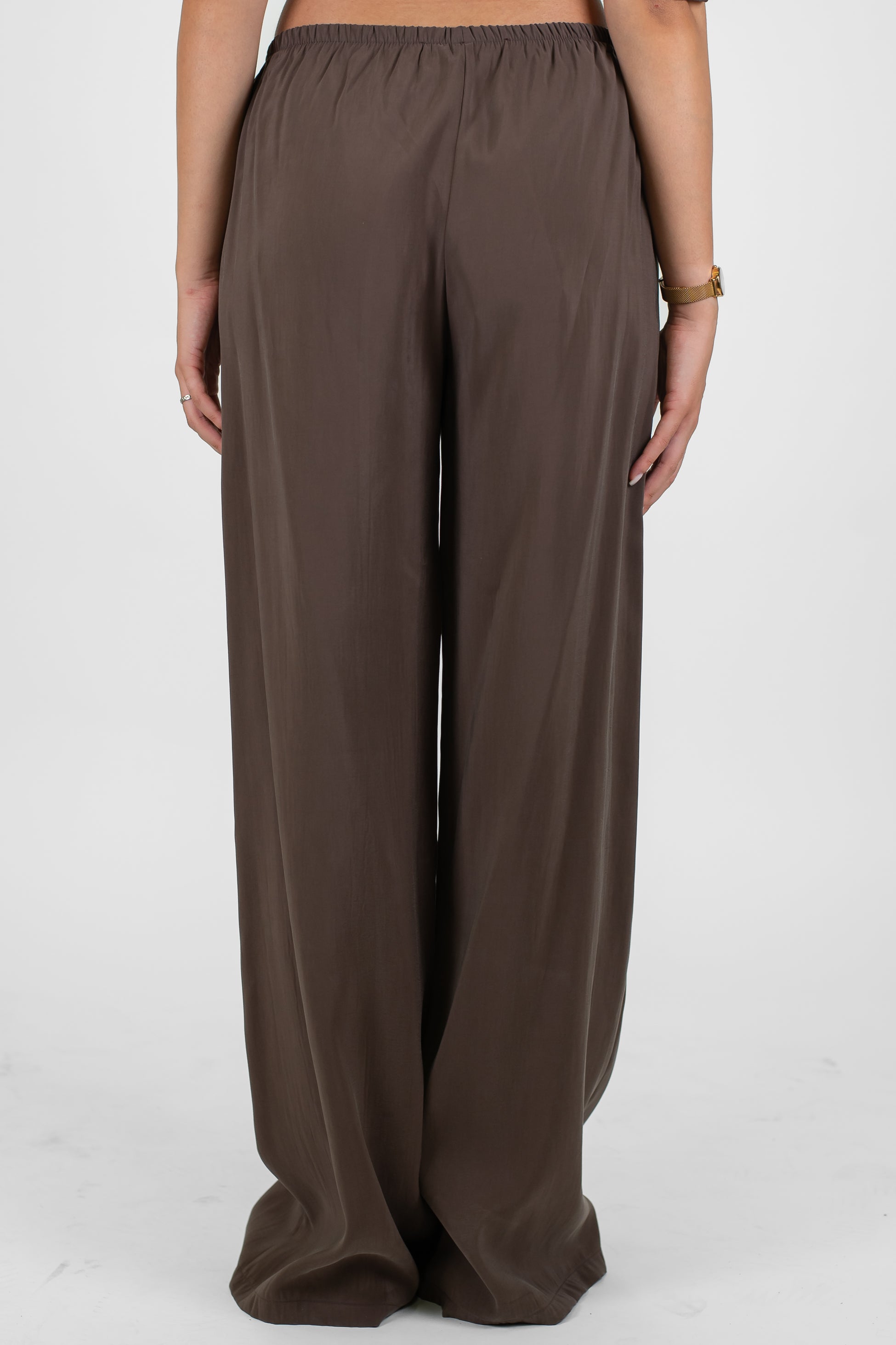 Haveone - Coordinato in modal con t-shirt scollo a V con lacci e pantalone palazzo con coulisse