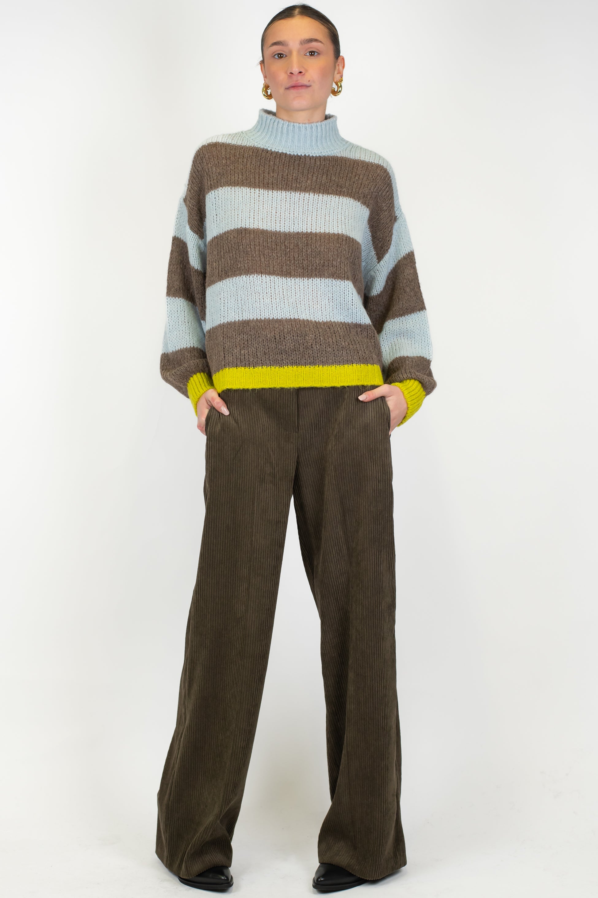 Motel - Pantalone palazzo in velluto a coste con elastico sul retro