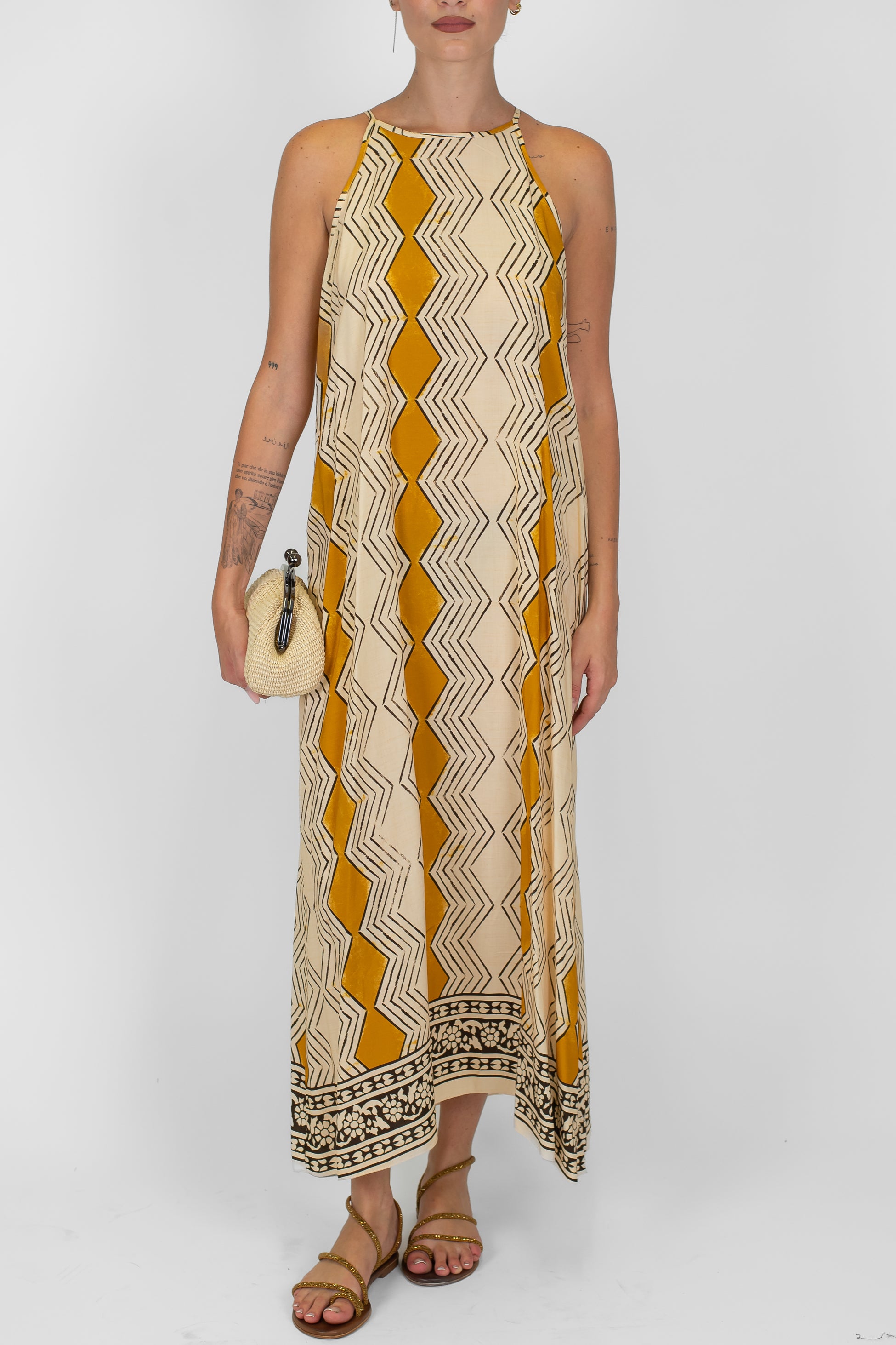 Haveone - Abito fantasia scollo all'americana