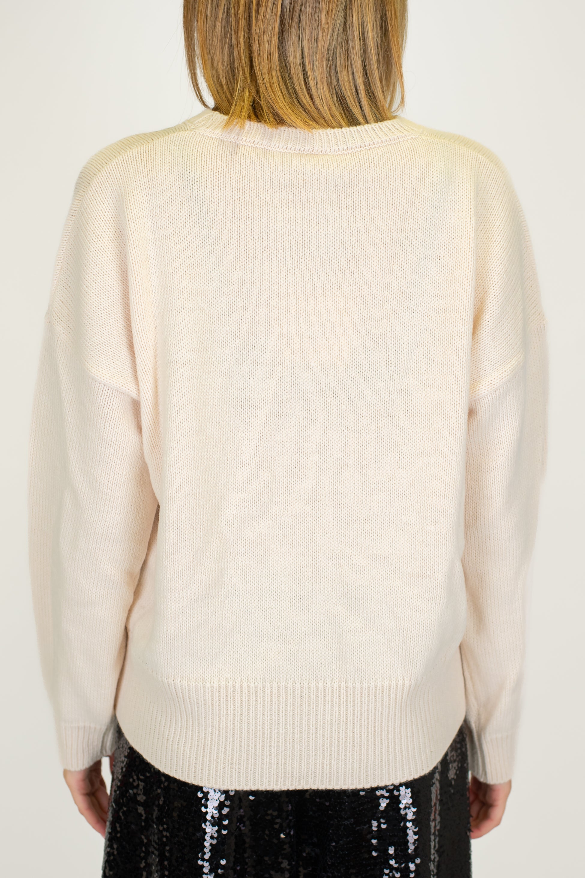 Tensione in - Maglia girocollo in misto lana con ricami